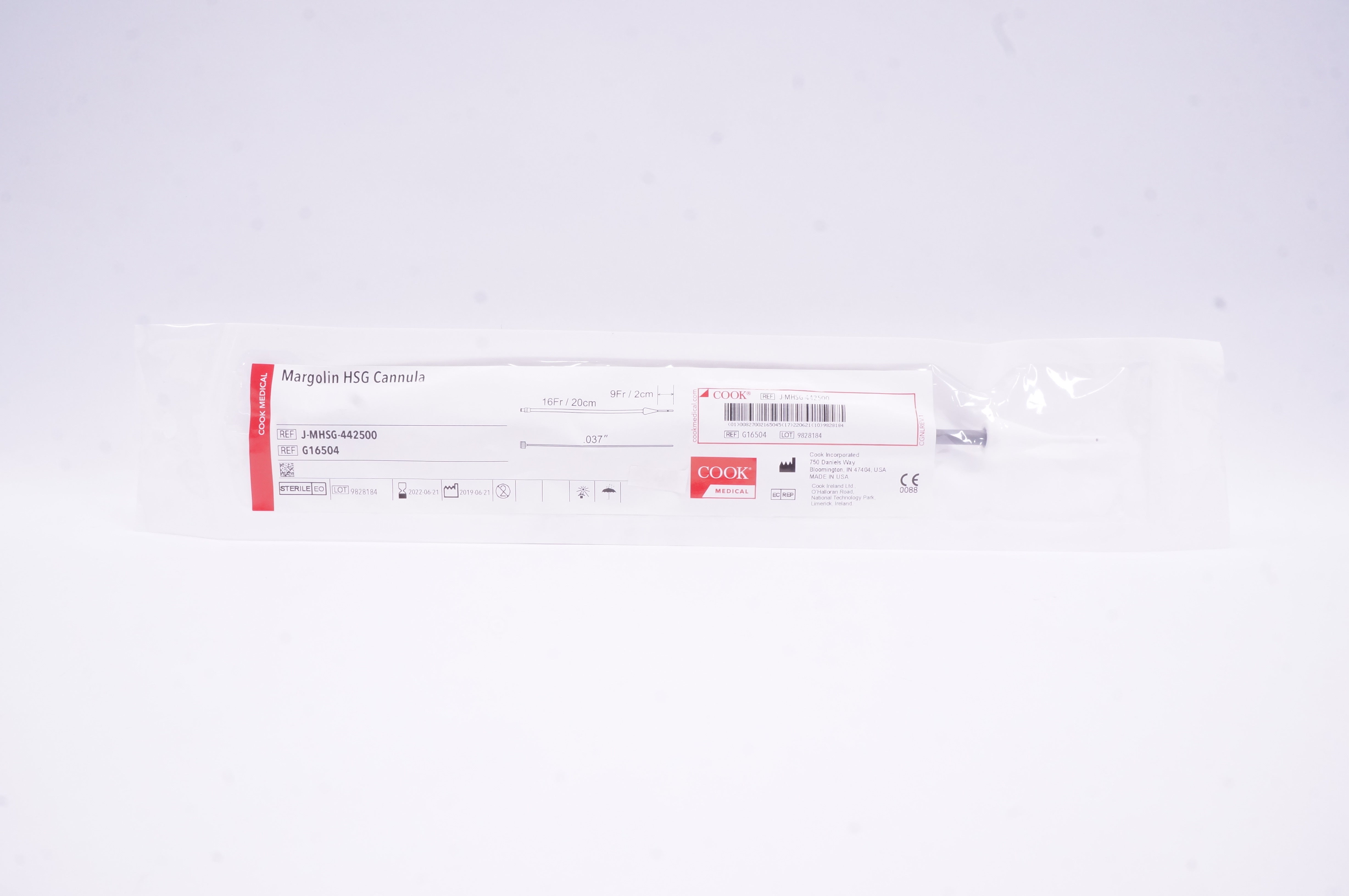 Cook Medical G16504 Margolin HSG Cannula 16Fr x 20cm