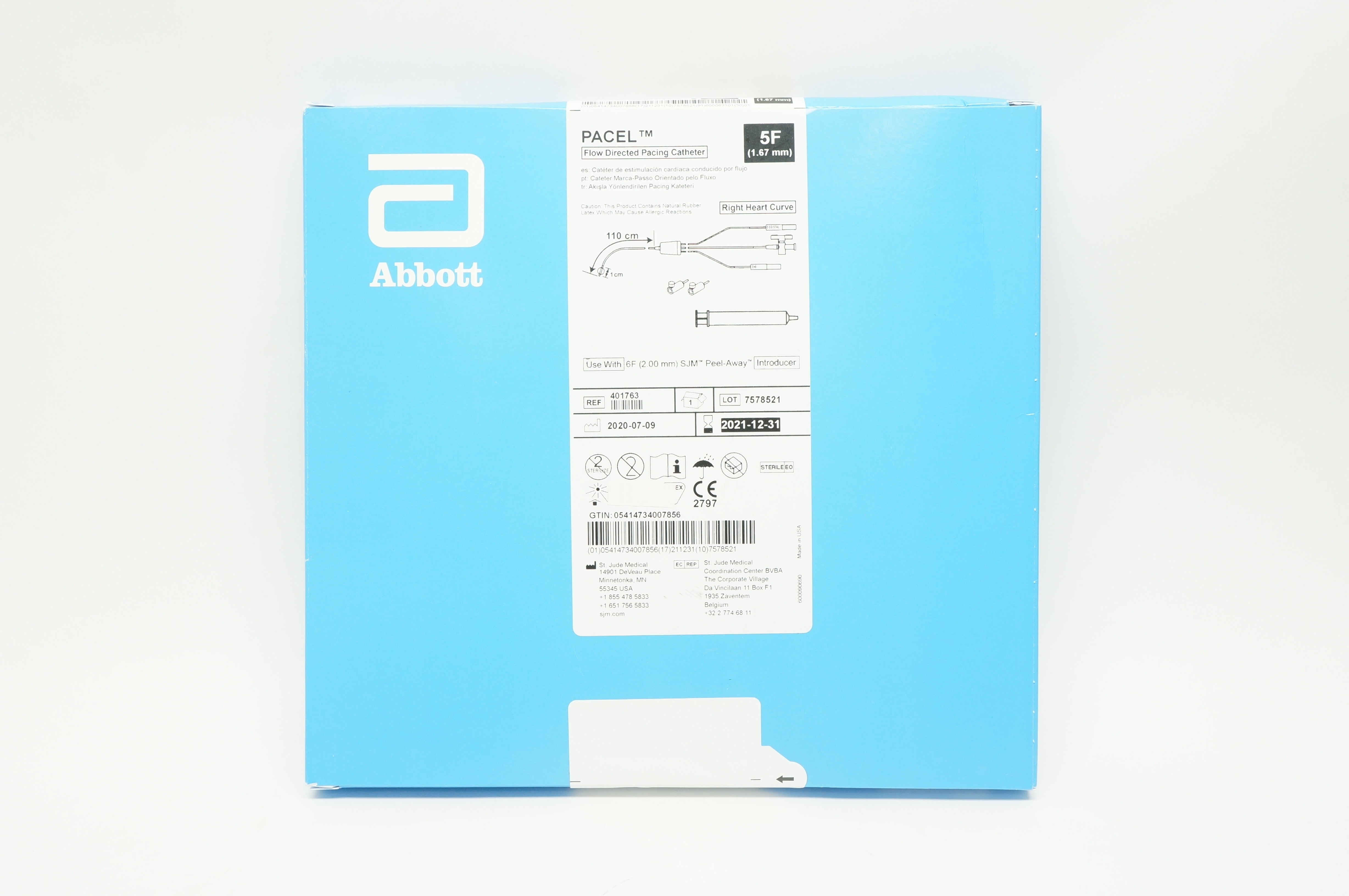 Abbott 401763 Pacel Flow Directed Pacing Cath. 5F x 110cm