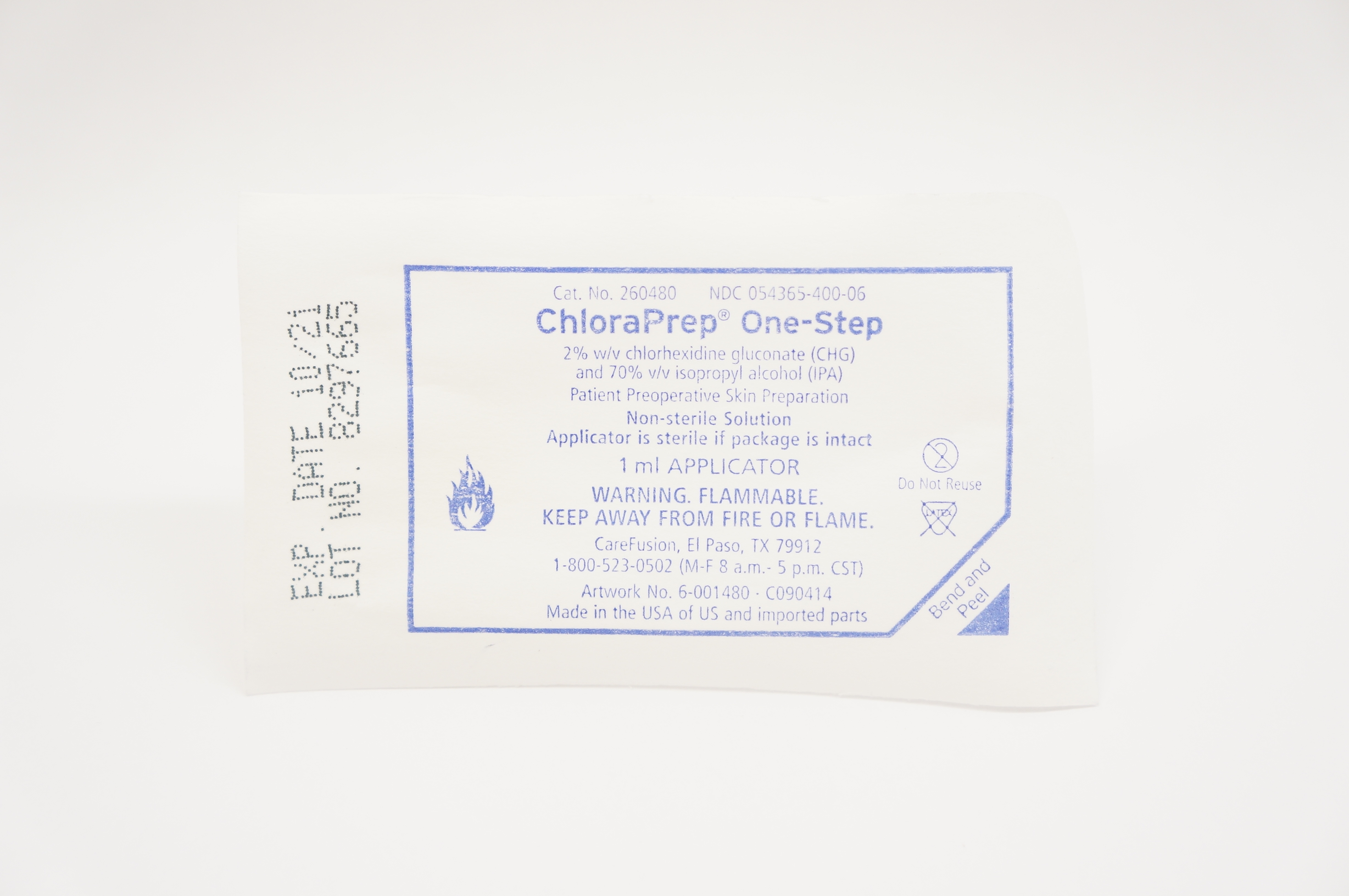 CareFusion 260480 ChloraPrep One-Step 1mL Applicator 2%/70% Strength CHG