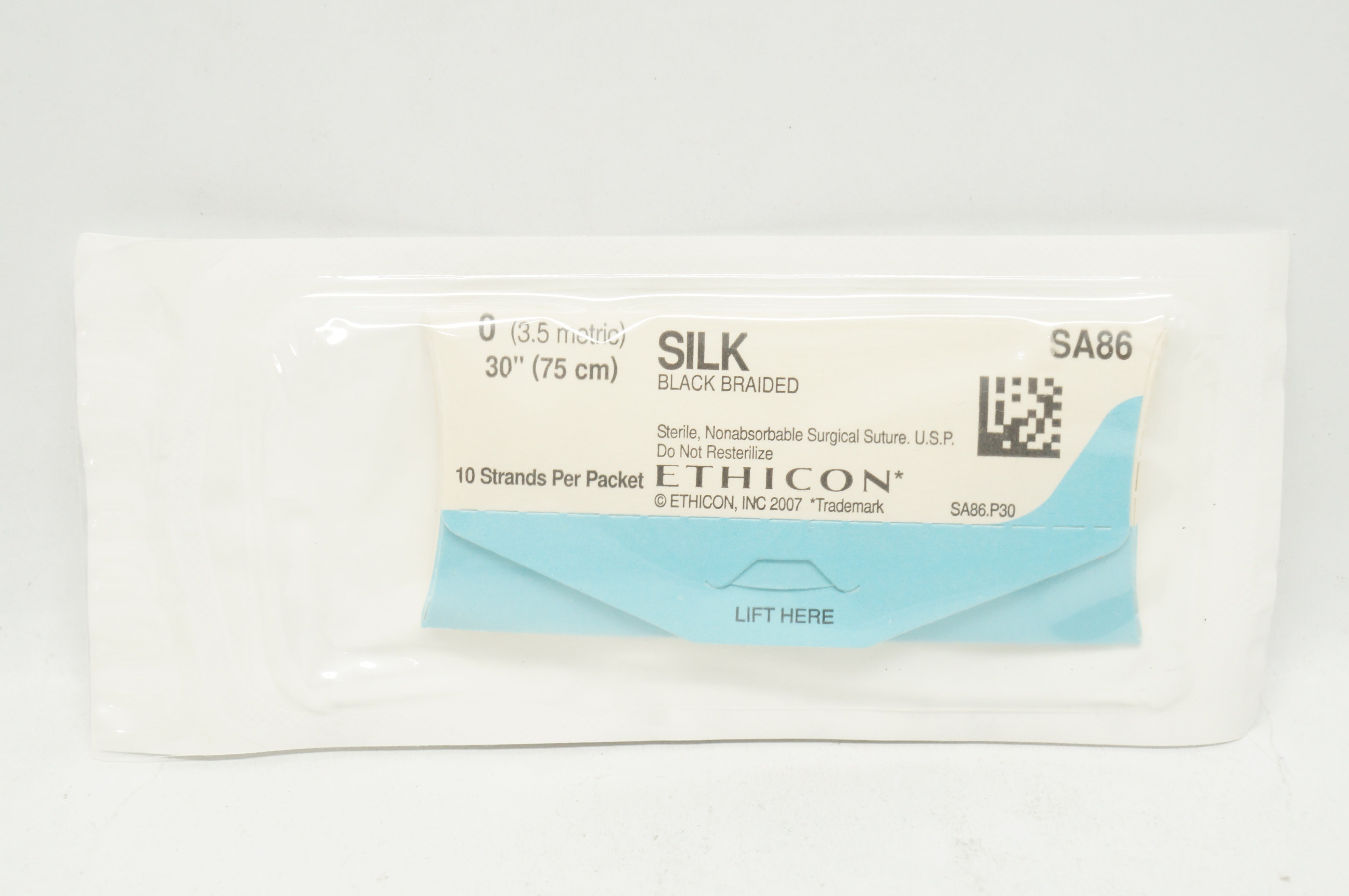 Ethicon SA86 0 Silk Black Braided Stre 30inch (x) - Pack of 10