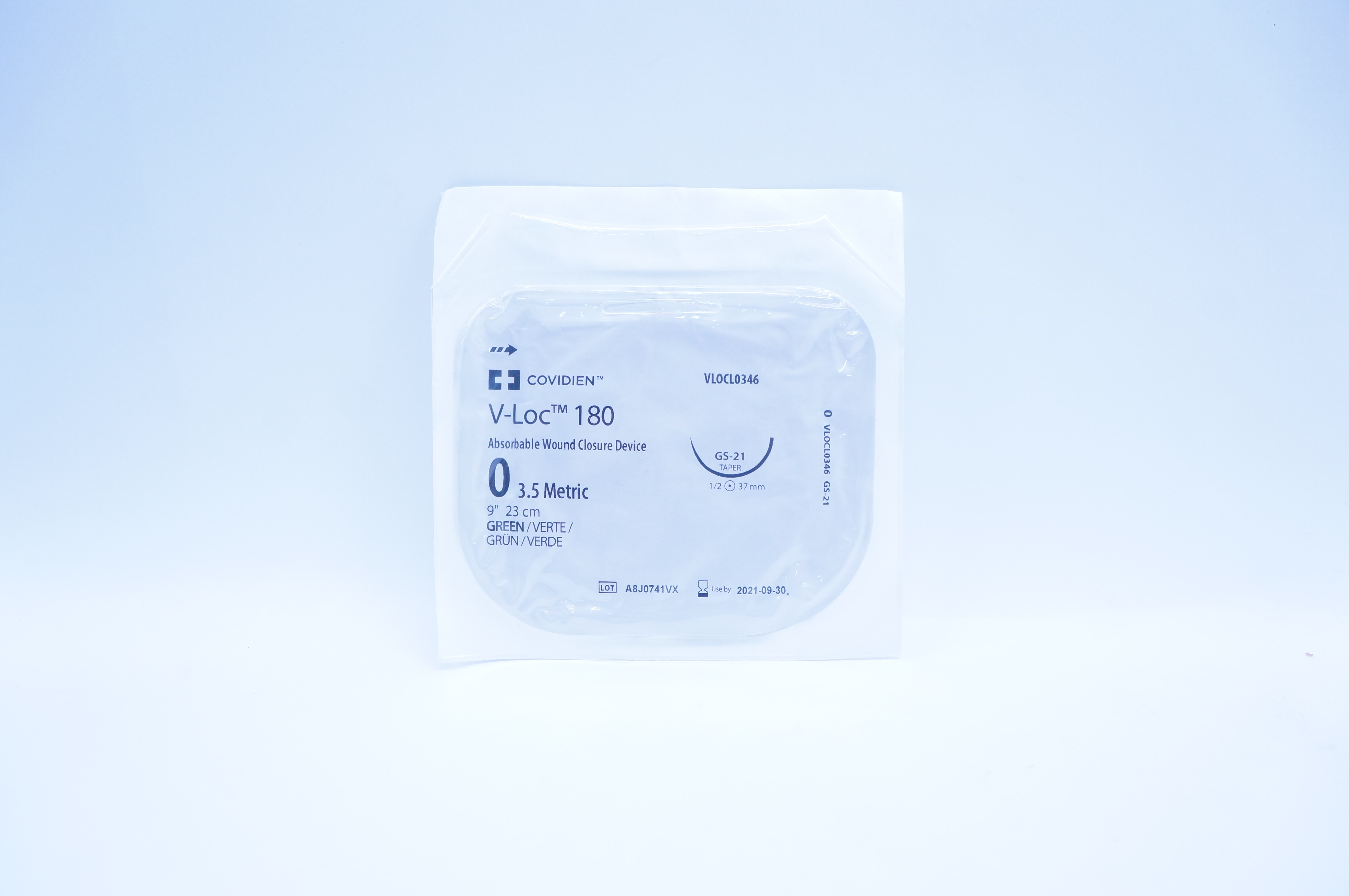 Covidien VLOCL0346 0 V-Loc 180 GS-21 37mm 1/2c Taper, 9inch