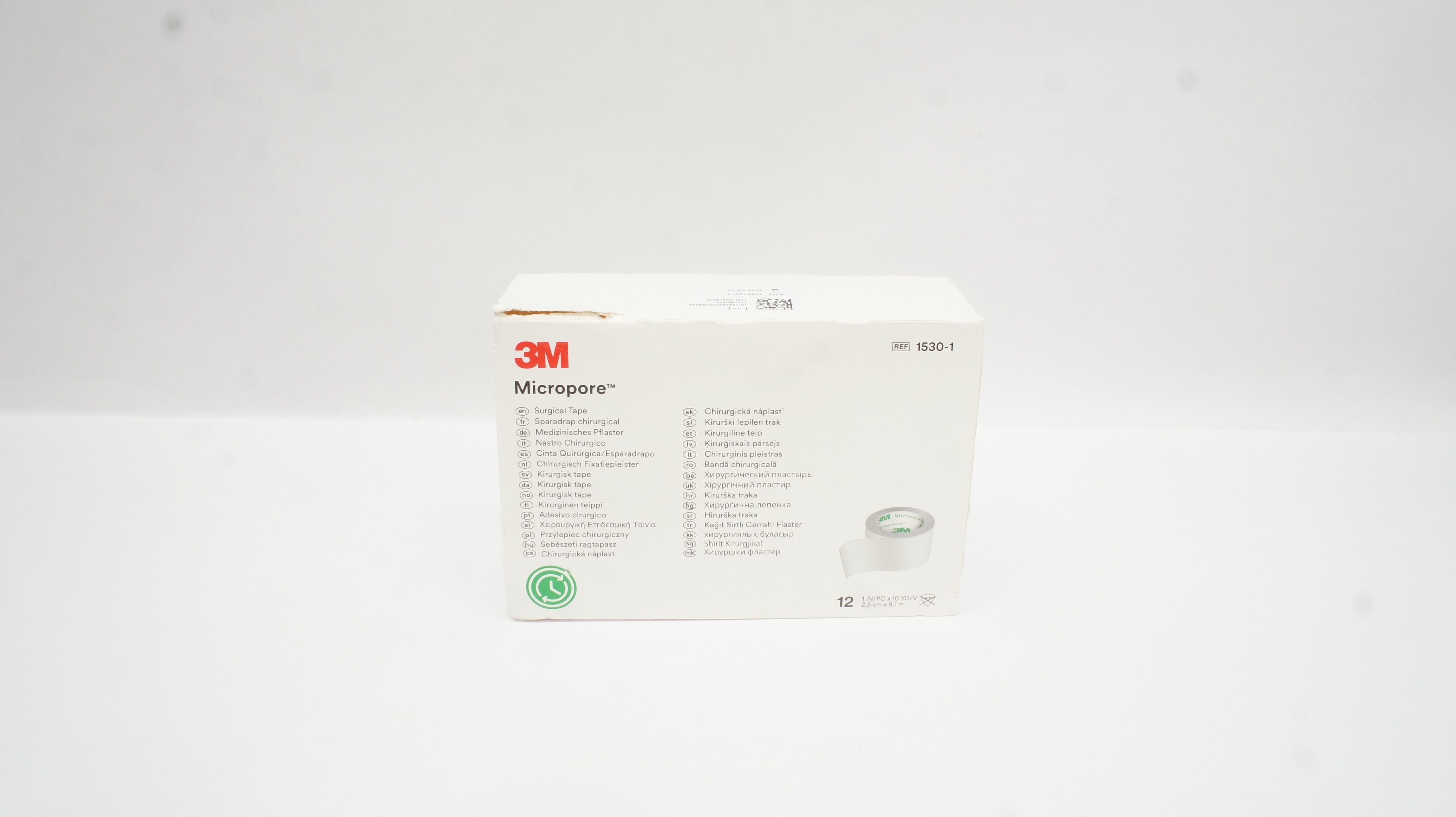 3M 1530-1 Micropore Hypoallergenic Surgical Tape 1 inch x 10 yd - Box of 12
