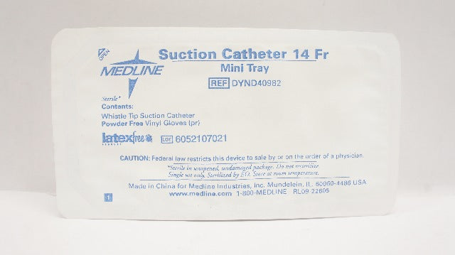Medline DYND40982 Mini Tray 14Fr Wistle Tip Suction Cath. and Vinyl Gloves