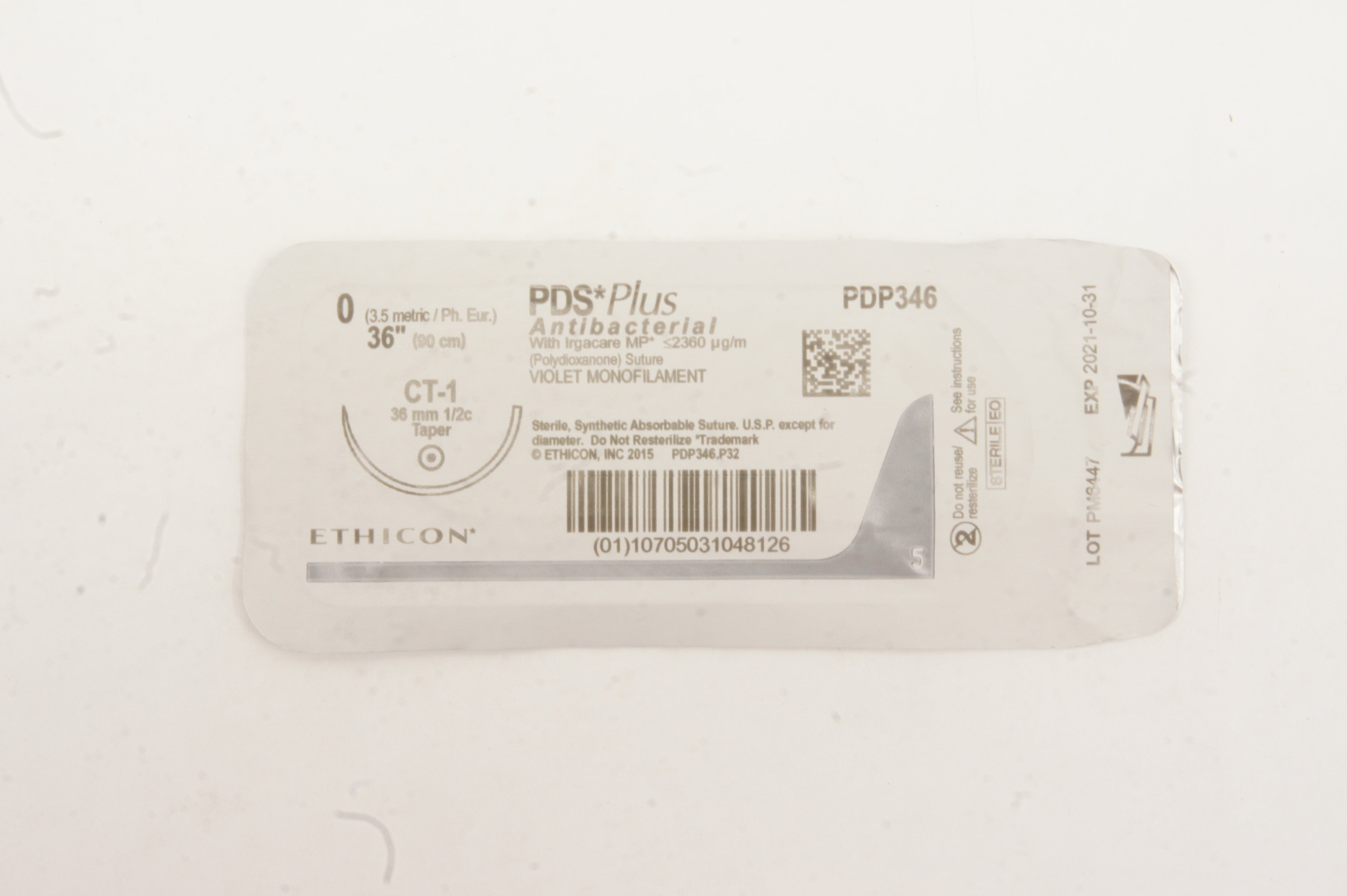 Ethicon PDP346 0 PDS Plus VIOLET MONOFILAMENT CT-1 36mm 1/2c Taper, 36inch