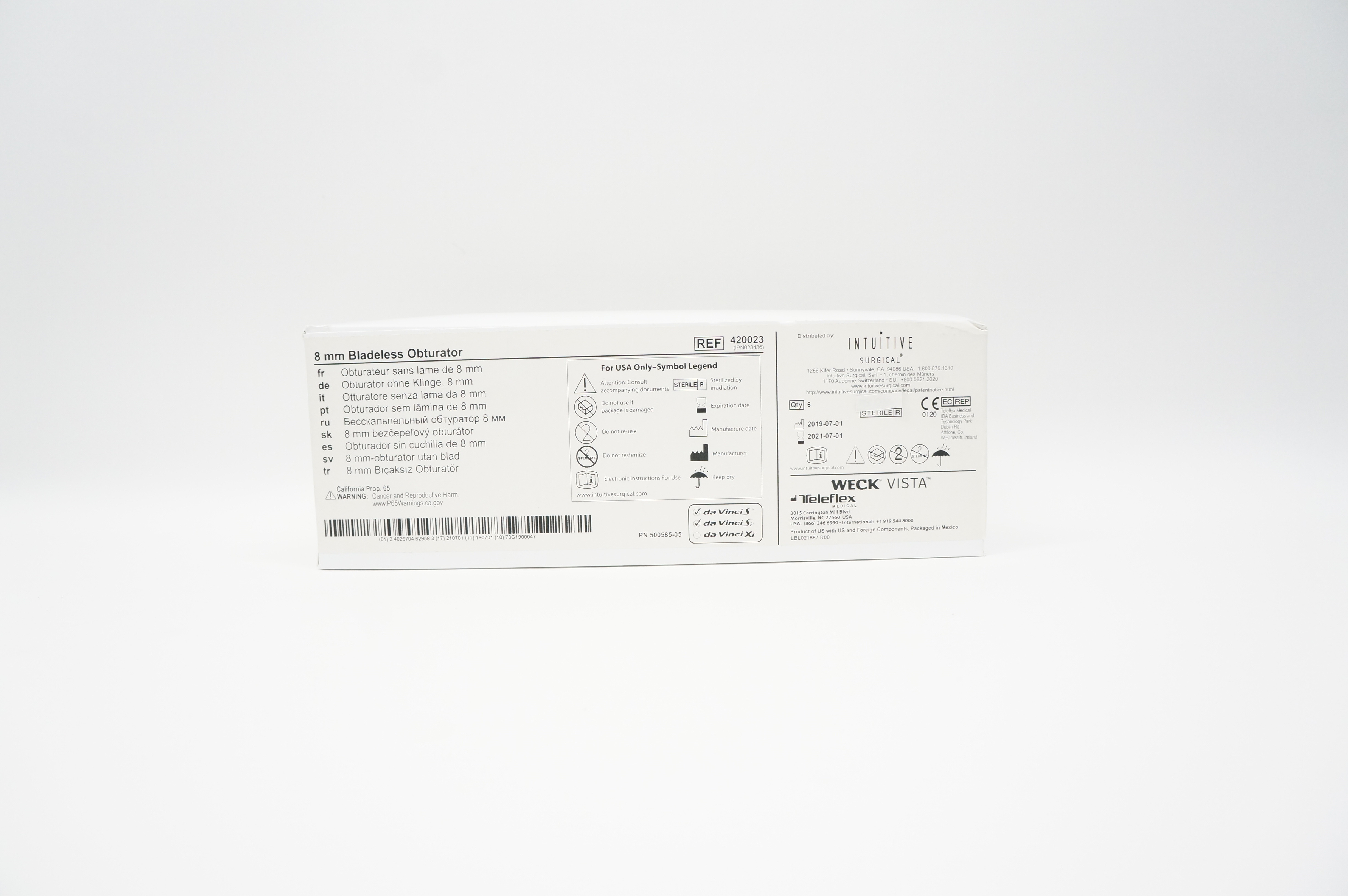 Teleflex 420023 Weck Vista Bladeless Obturator 8mm - Box of 6 (x)