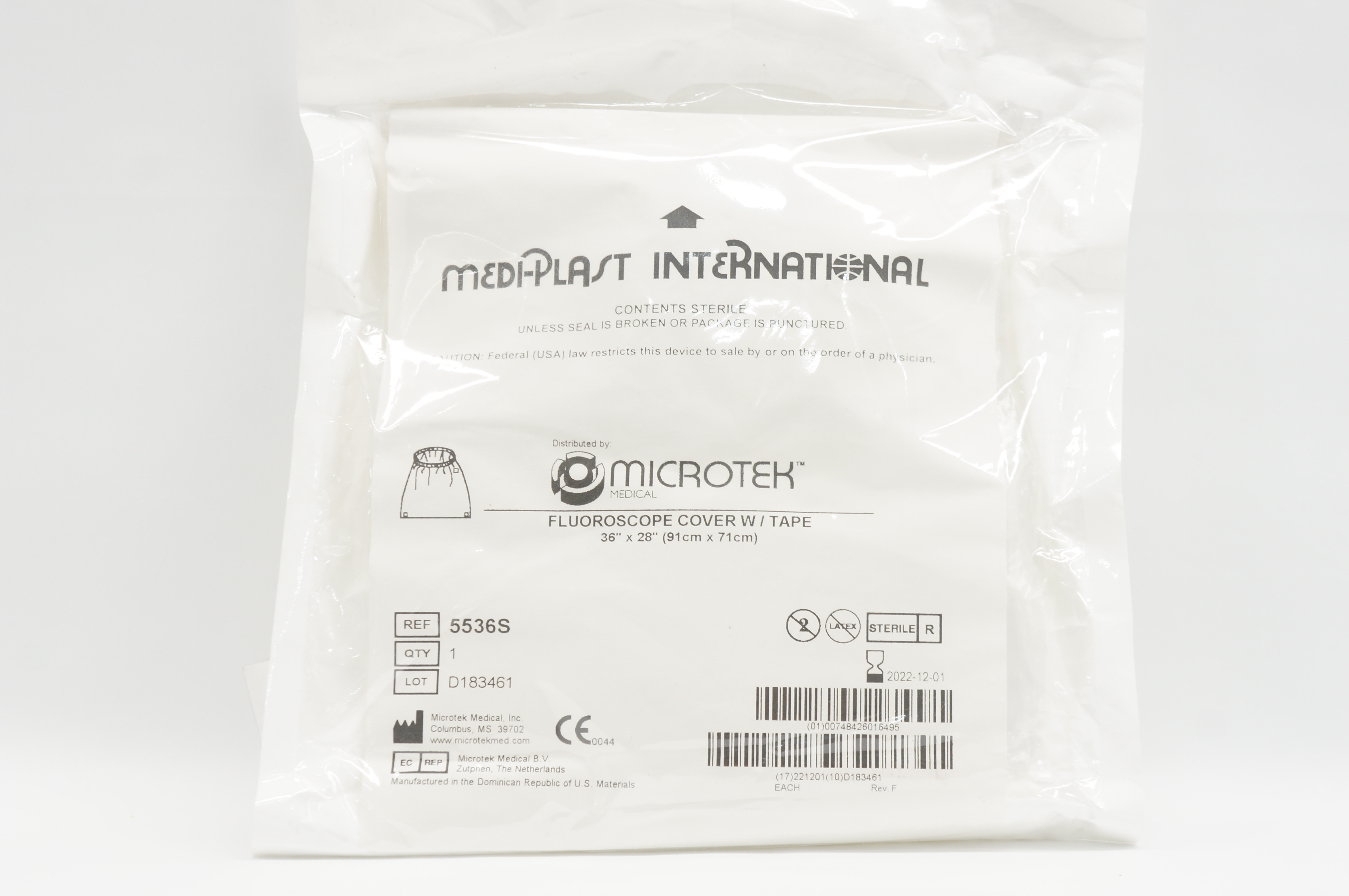 Microtek 5536S Fluoroscope Cover w/ Tape 36inch x 28inch