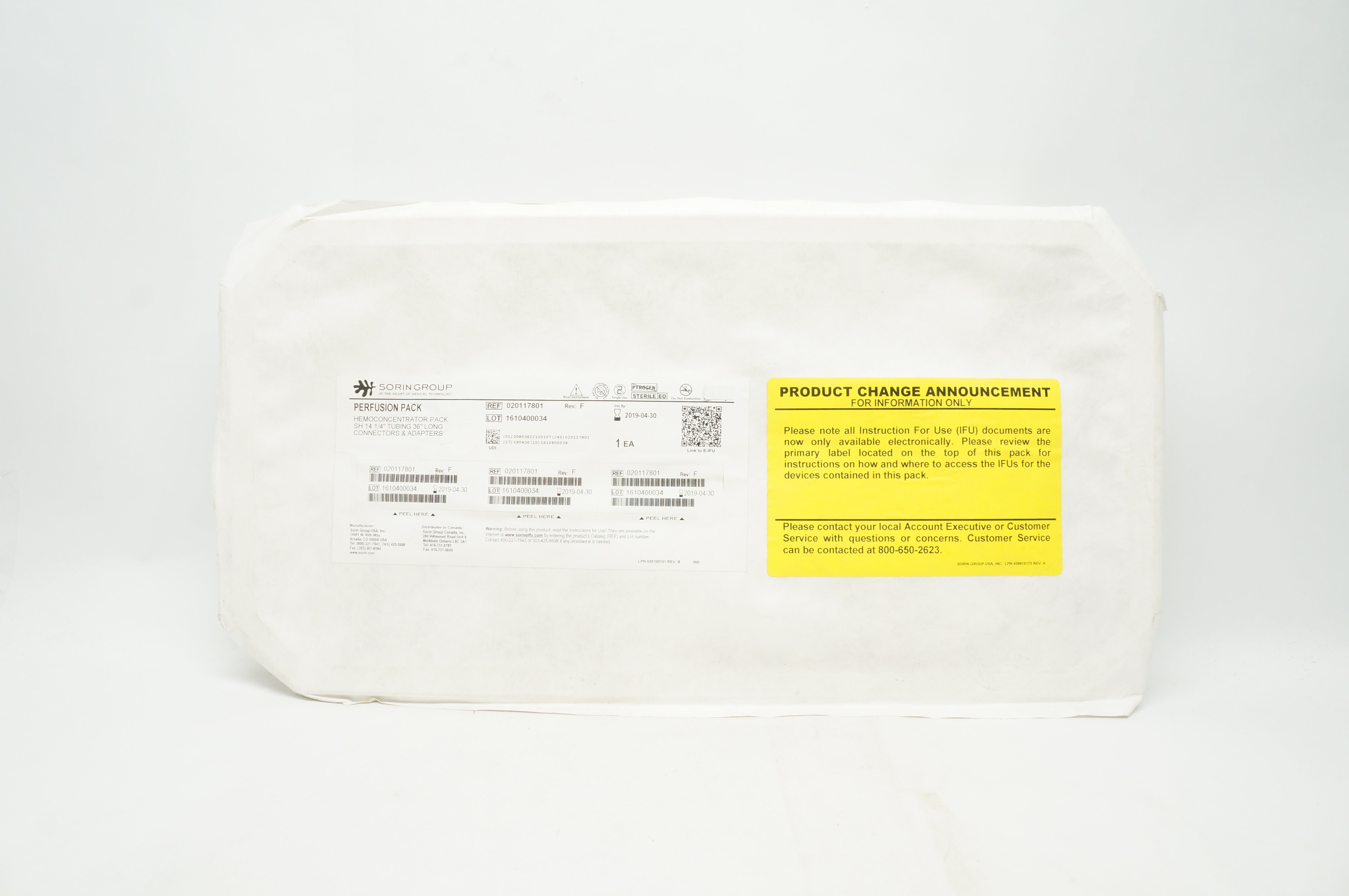 Sorin Group 020117801 Perfusion Pack SH 14 1/4inch Tubing  (x)