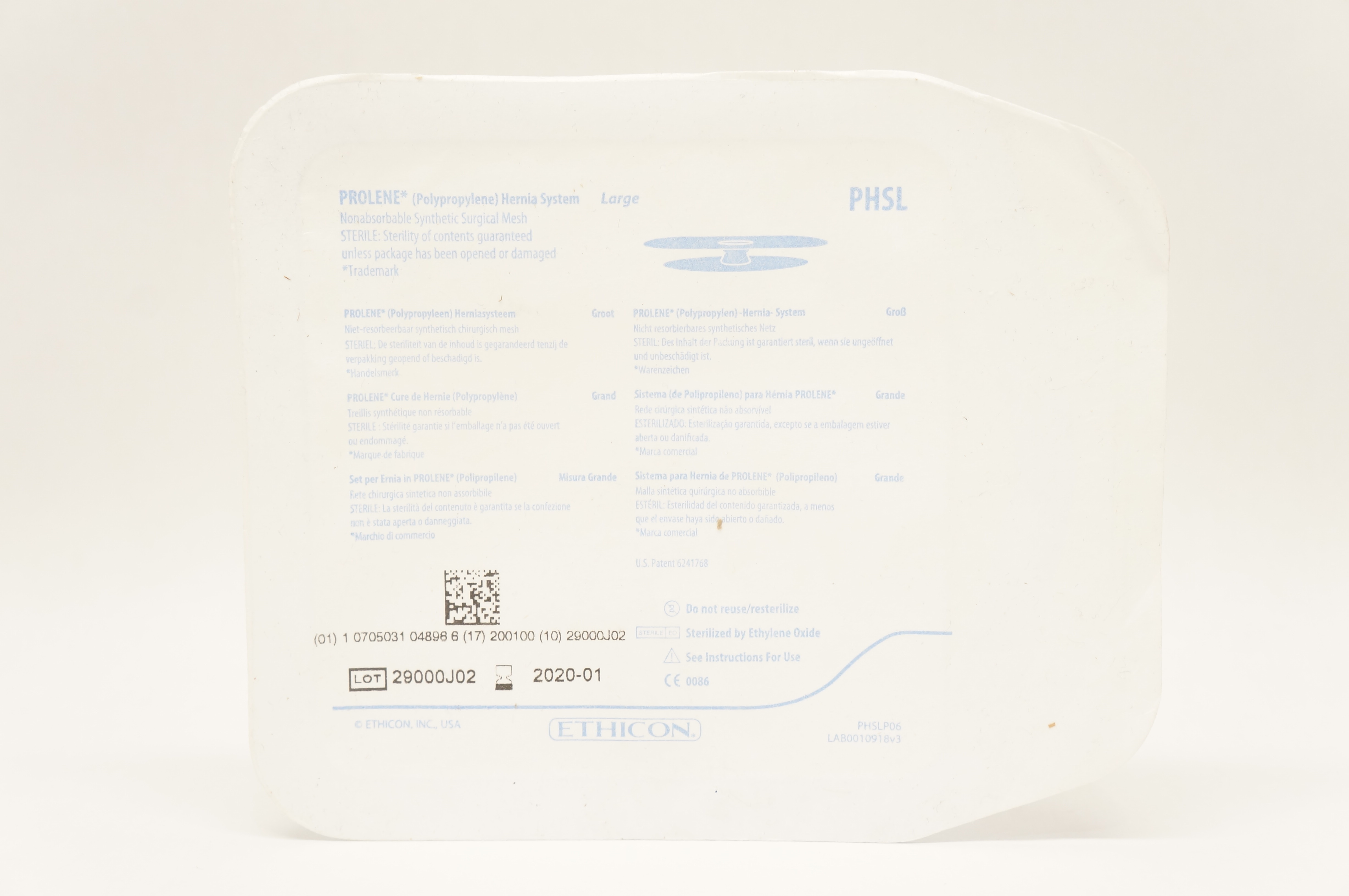 Ethicon PHSL Prolene Hernia System Nonabsorbable Surgical Mesh, Large (x)