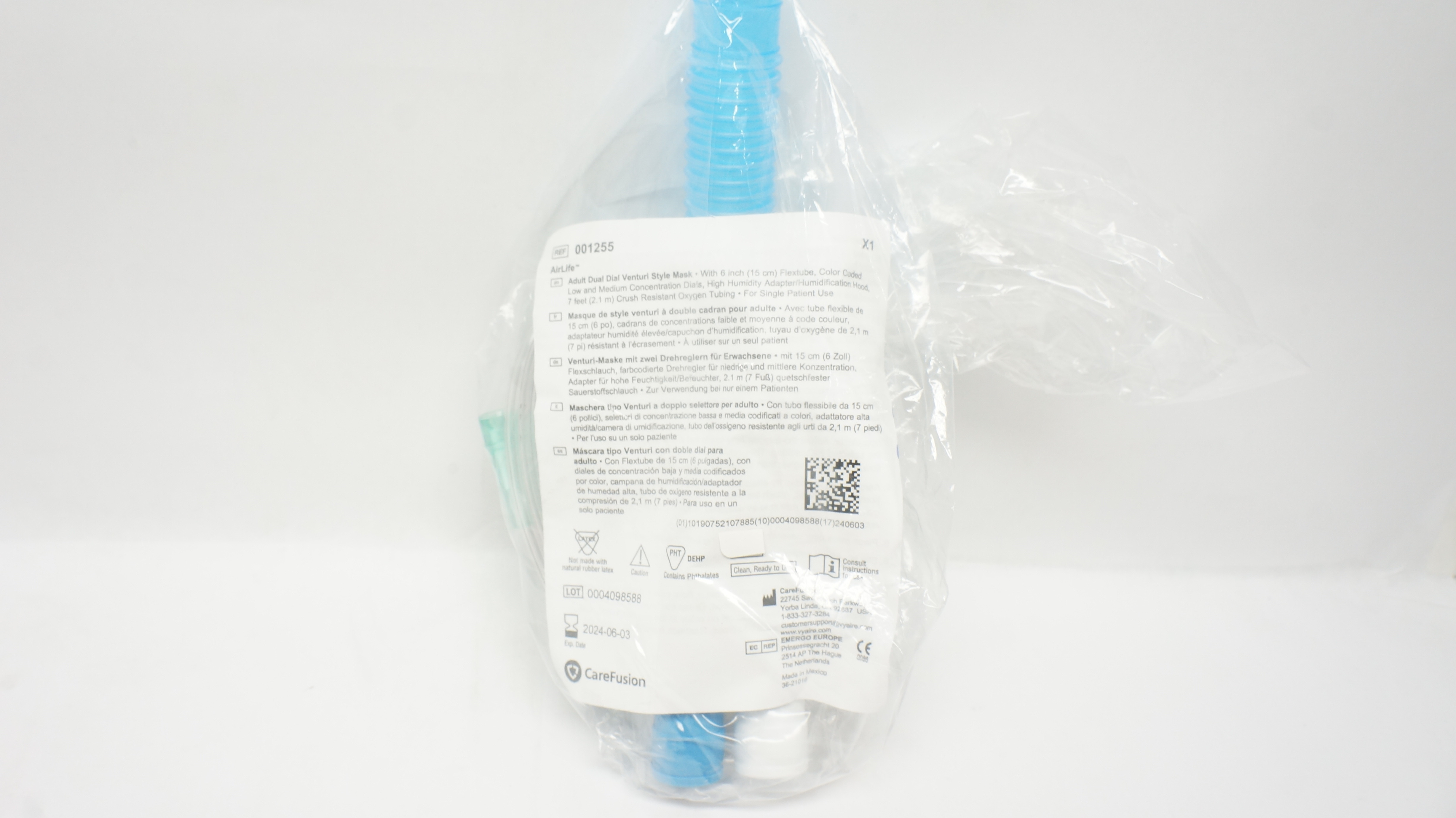 CareFusion 001255 AirLife Dual Dial Venturi Style Mask, Adult