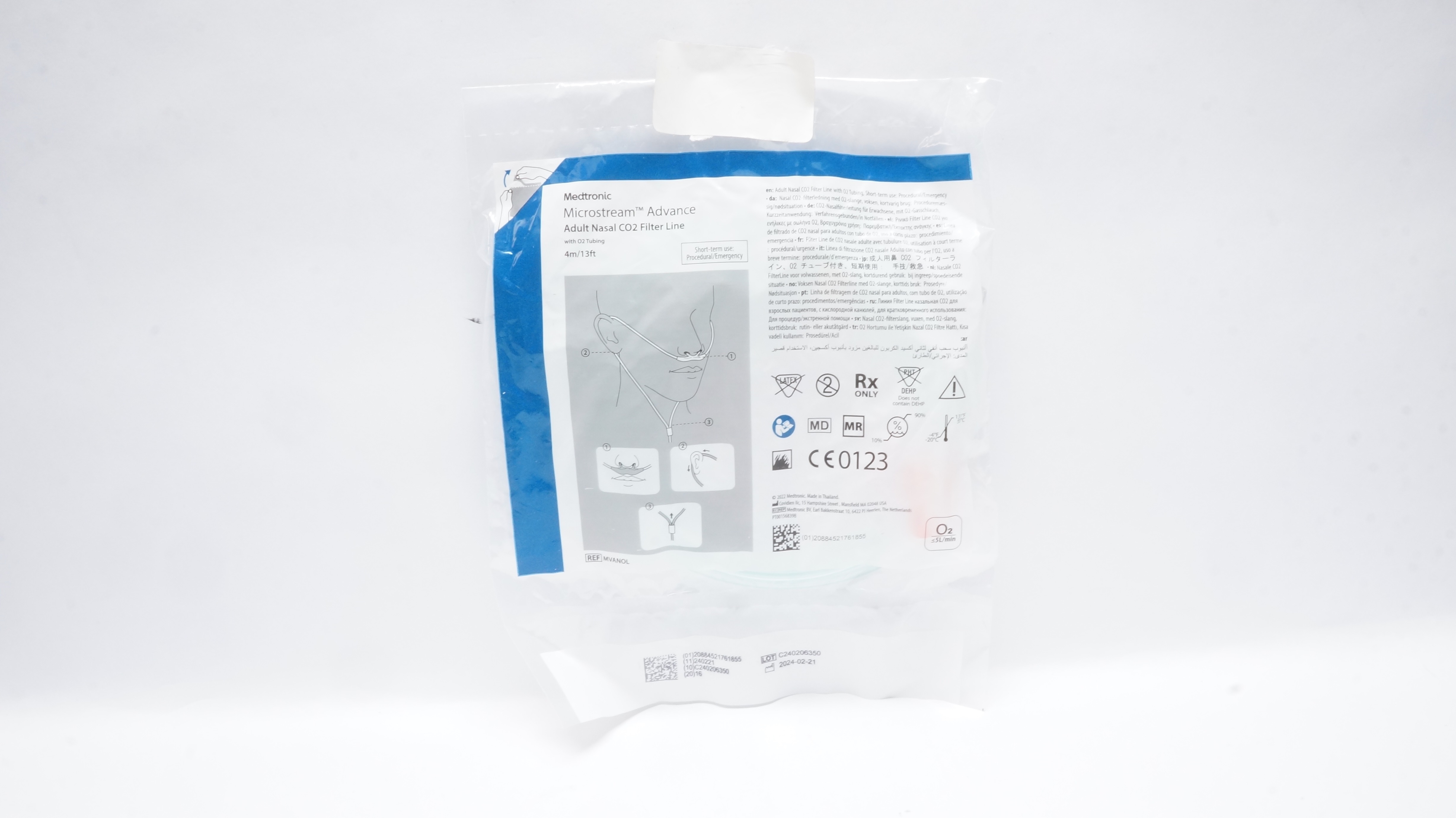 Medtronic MVANOL Microstream Advance Adult Nasal CO2 Filter Line w/Tubing 13Ft.