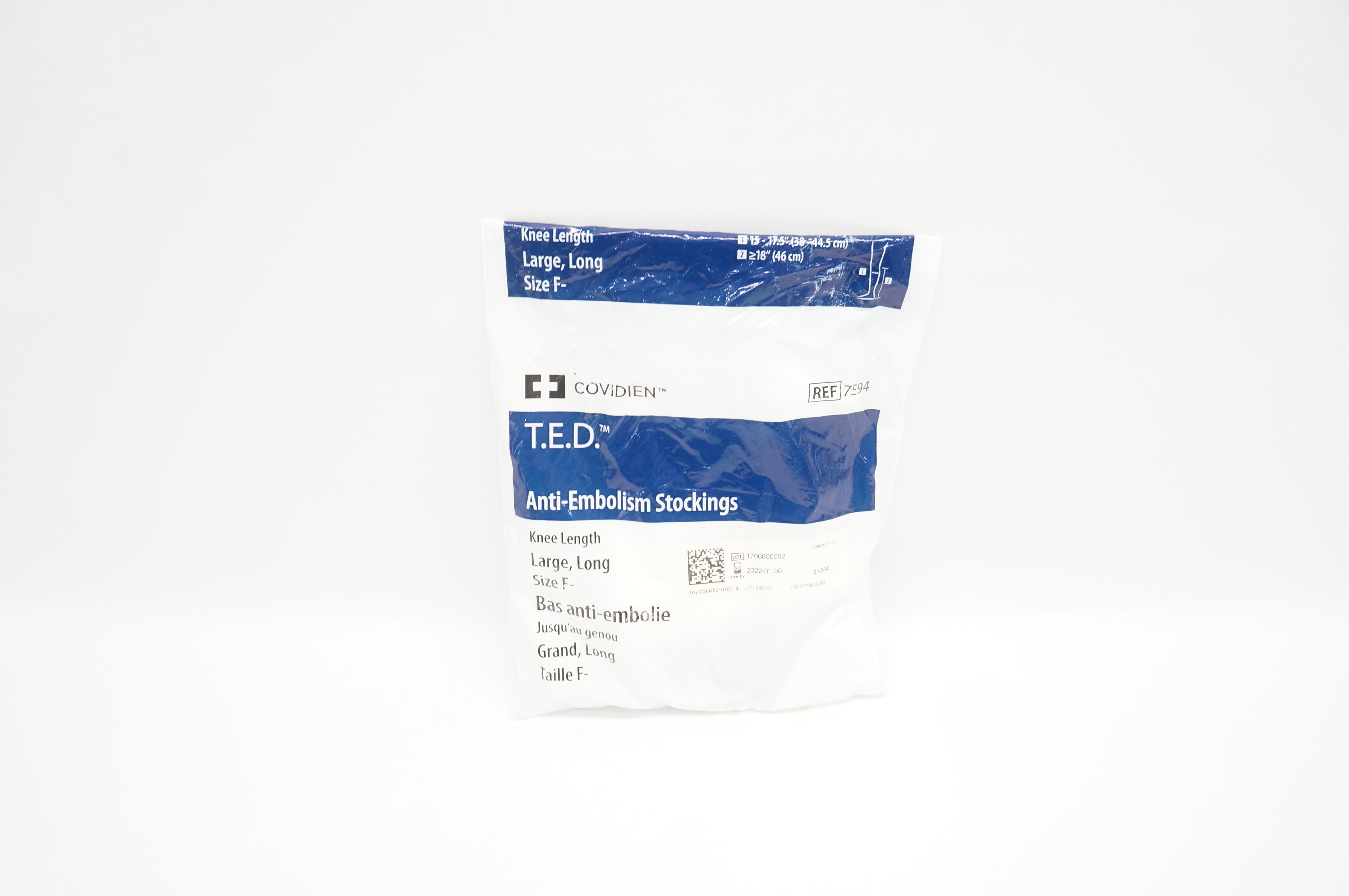 Covidien 7594 T.E.D. Anti-Embolism Stockings, Knee Length Large Long, Size F (x)