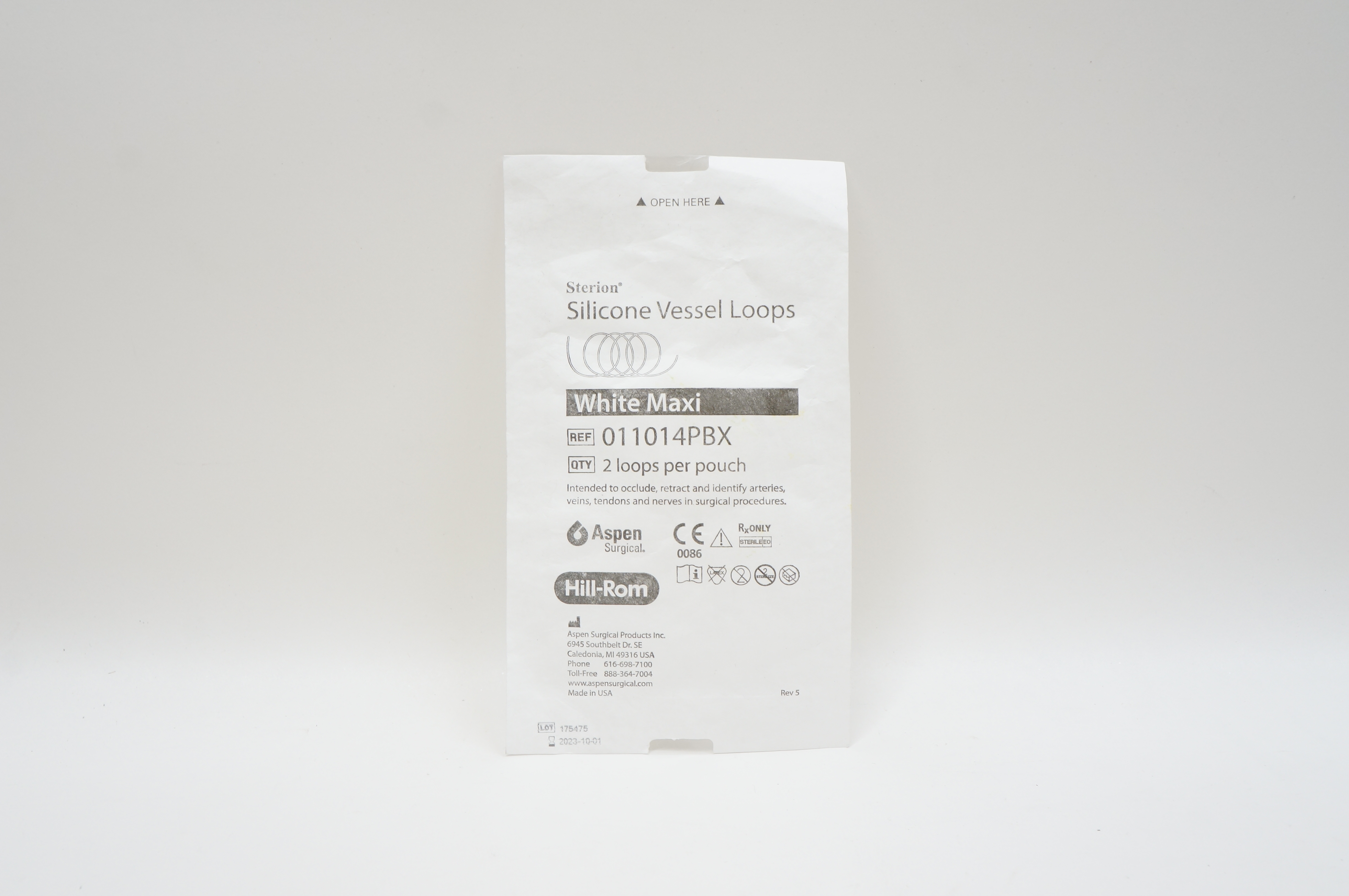 Aspen 011014PBX Hill-Rom Silicone Vessel Loops, White Maxi - Pack of 2