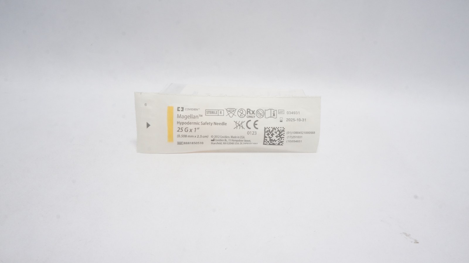 Covidien 8881850510 Magellan Hypodermic Safety Needle 25G x 1"