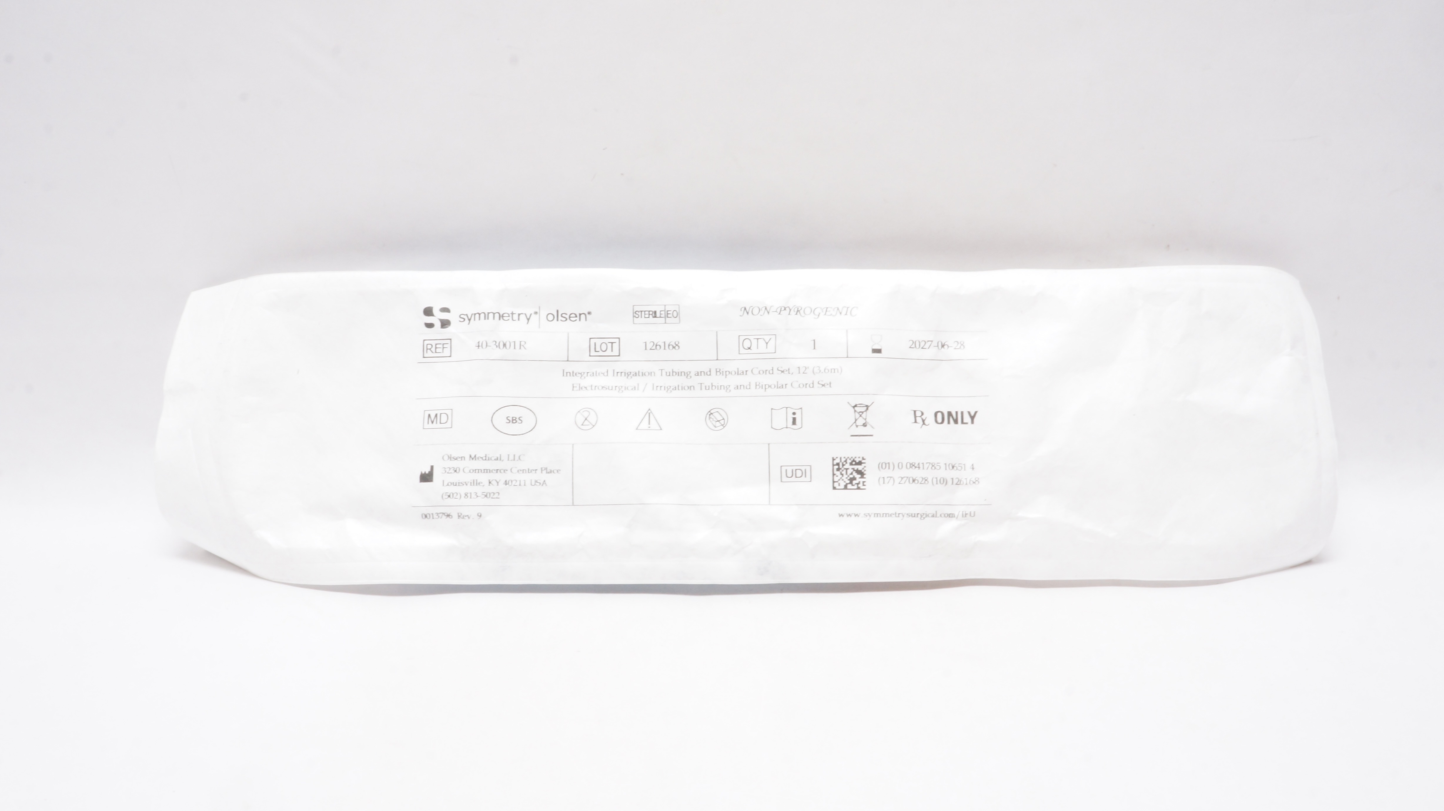 Olsen 40-3001R Symmetry Integrated Irrigation Tubing & Bipolar Cord Set 12Ft