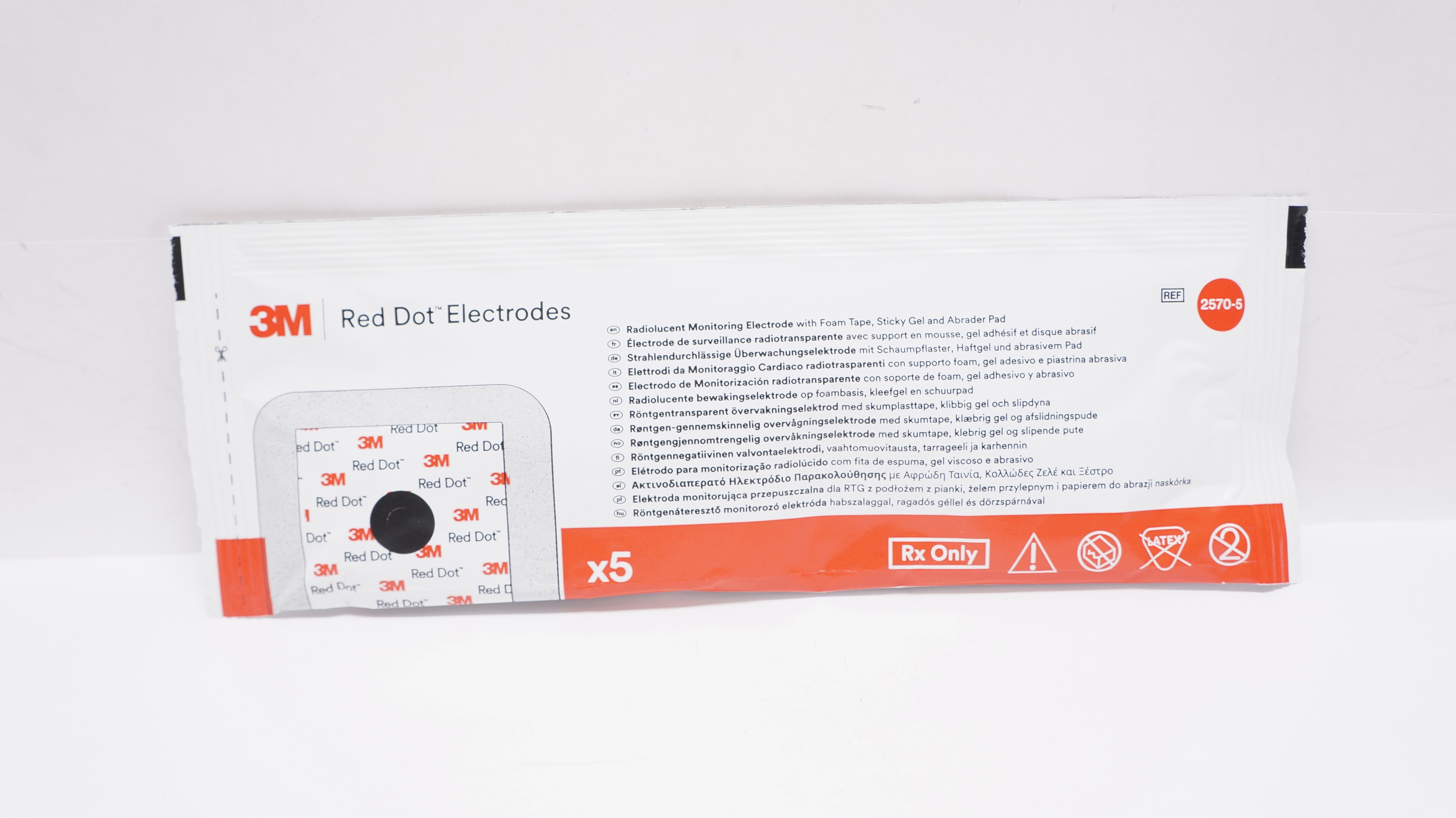 3M 2570-5 Radiolucent Monitoring Electrode Foam Tape Abrader Pad - Pack of 5