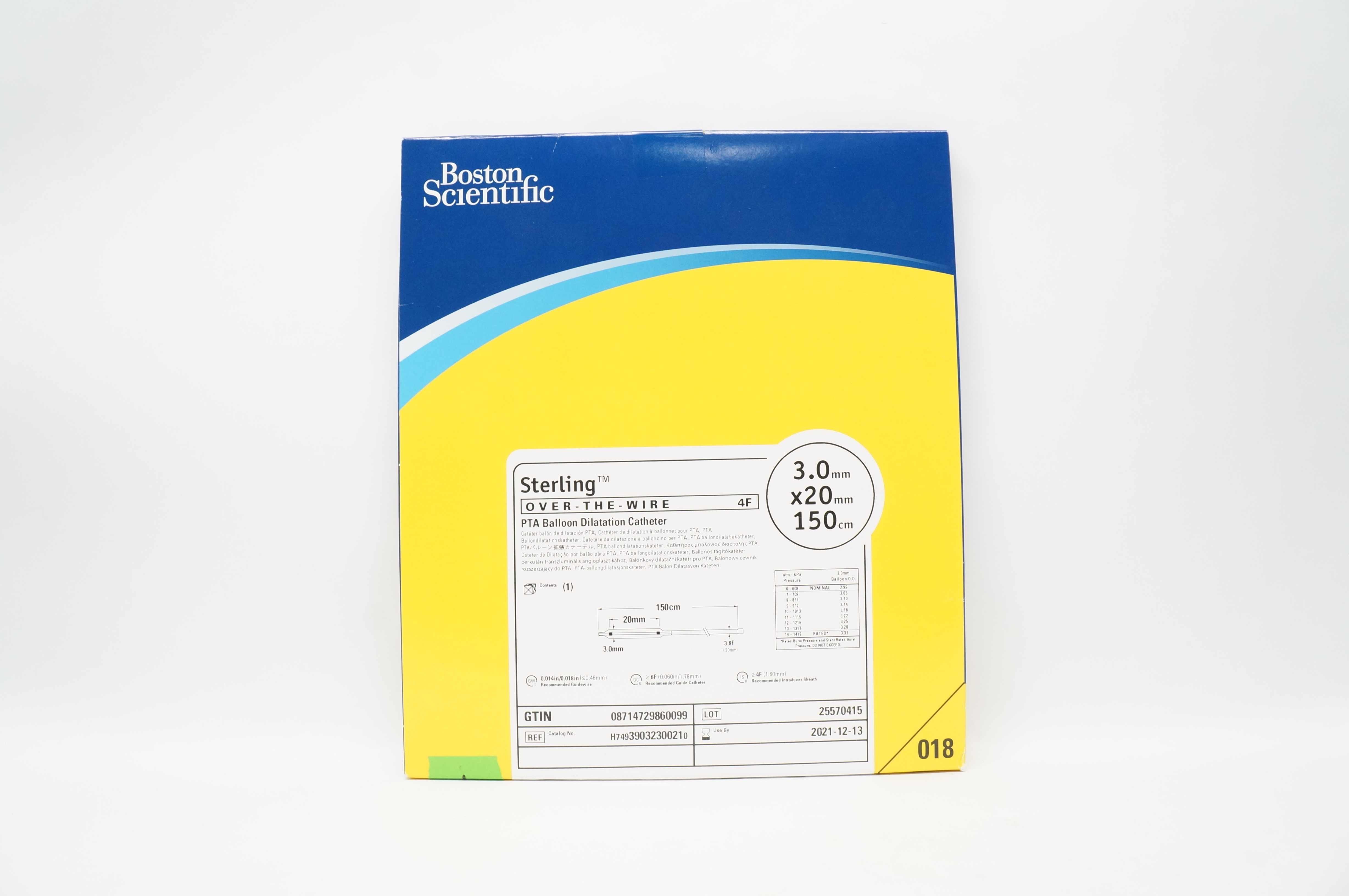 Boston Scientific 3903230021 Over-the-Wire PTA Dilatation Cath. 4F