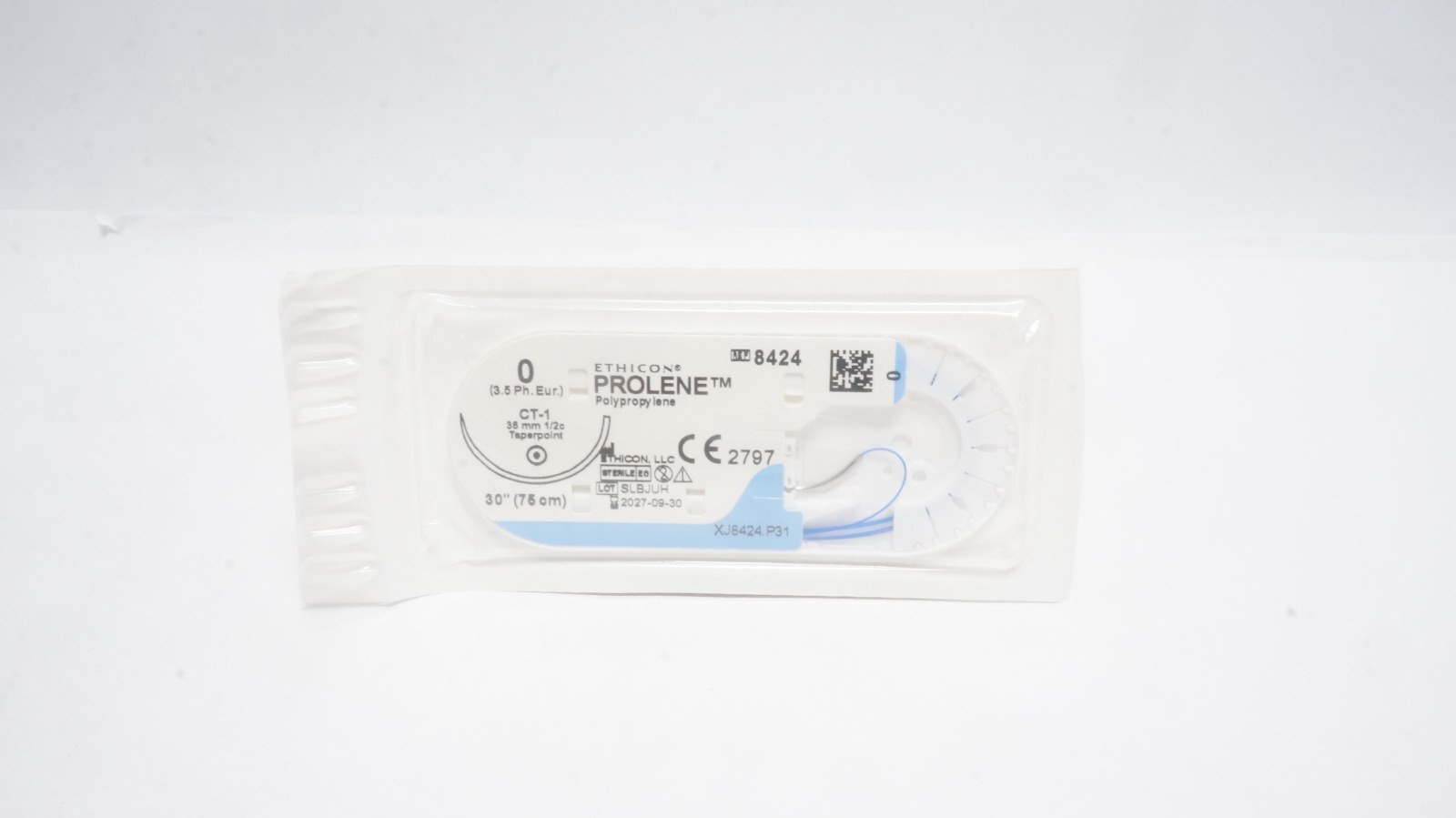 Ethicon 8424 PROLENE Suture 0 30" Blue CT-1 Taperpoint