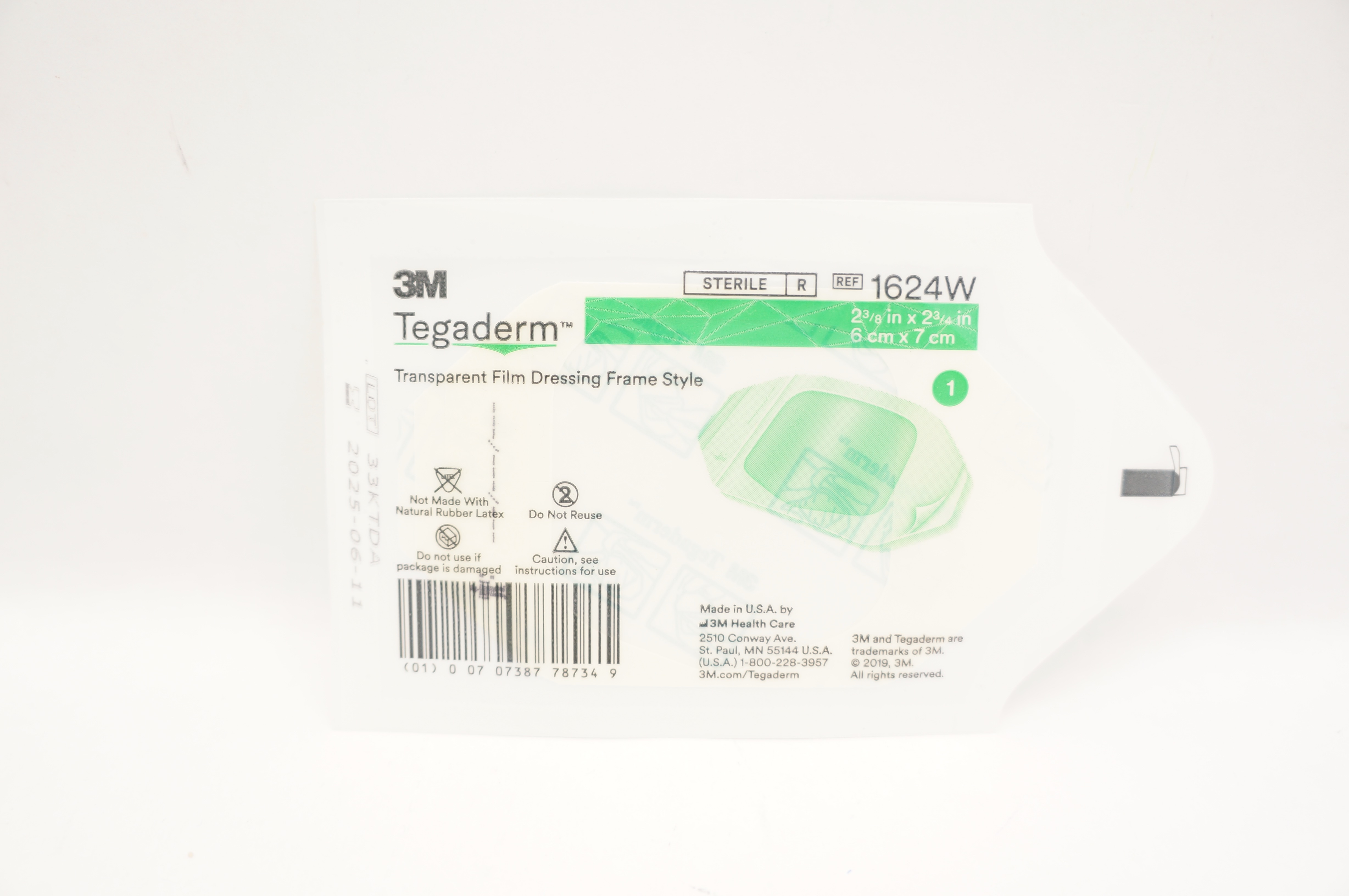3M 1624W Tegaderm Transparent Film Dressing Frame Style 2-3/8 x 2-3/4 inch