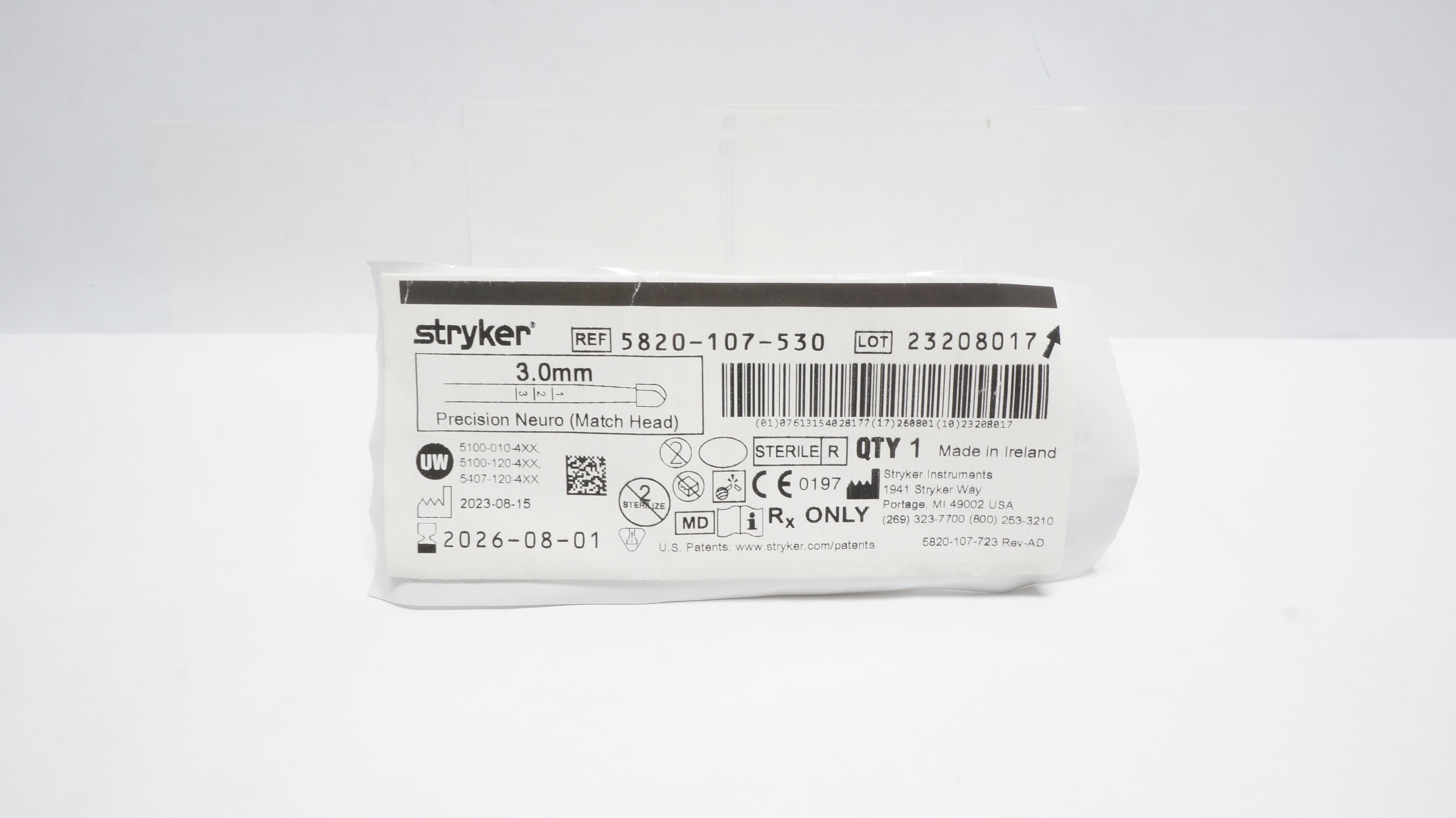 Stryker 5820-107-530C Carbide Match Head 3.0mm