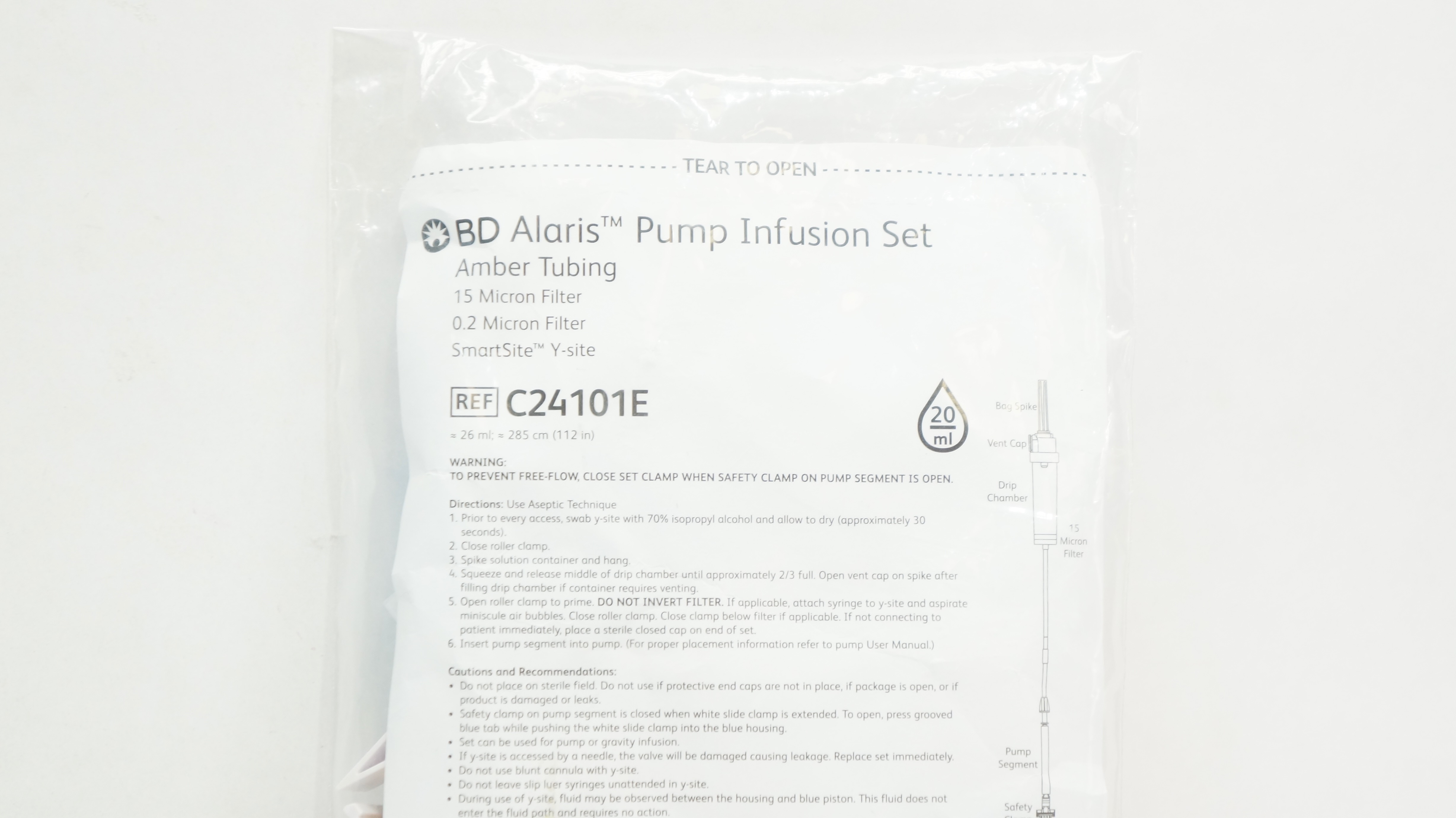 BD C24101E Alaris Pump Infusion Set 26mL x 112inch 20Drops/mL (x)