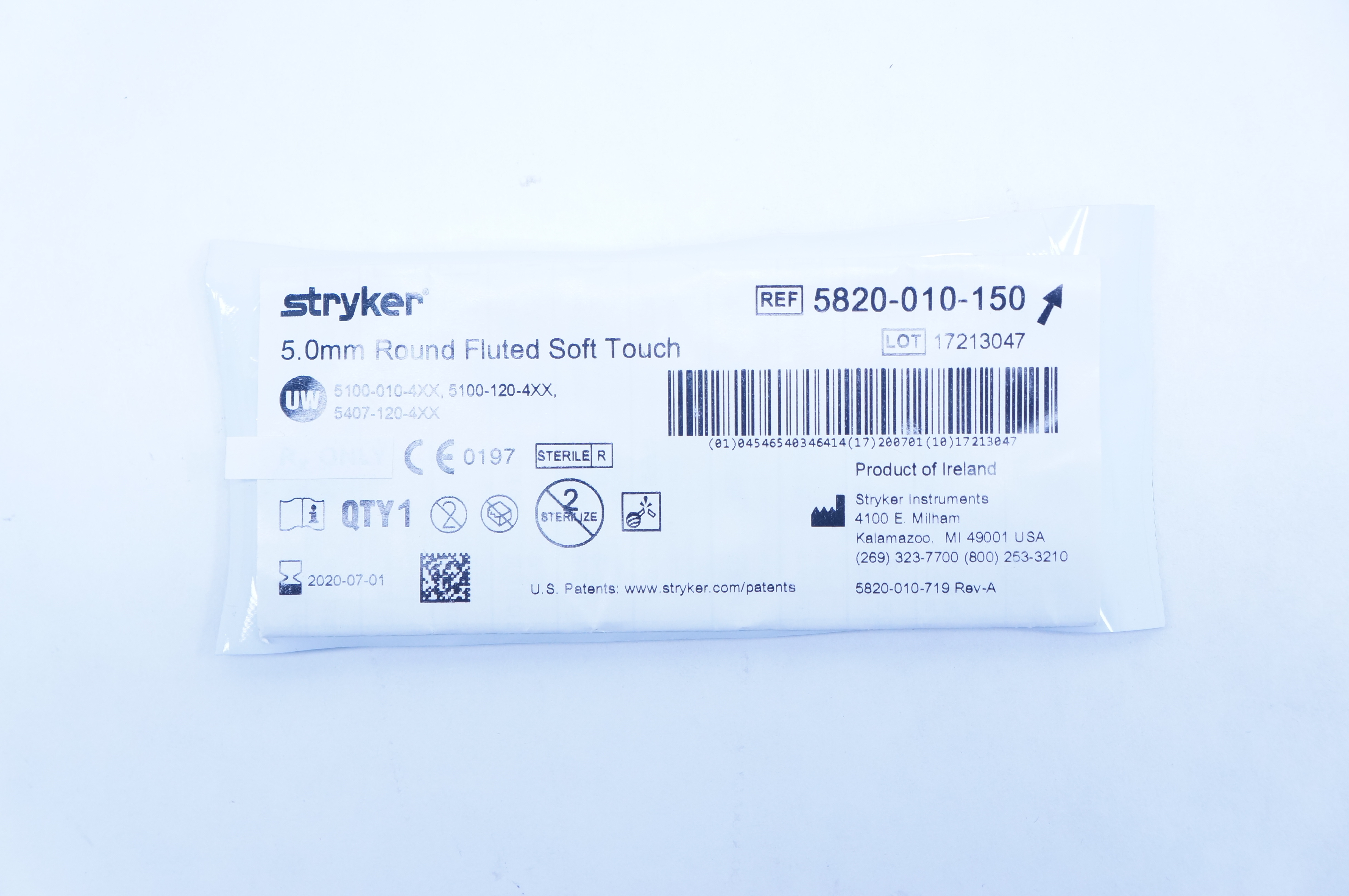 Stryker 5820-010-150 Round Fluted Soft Touch 5.0 mm (x)