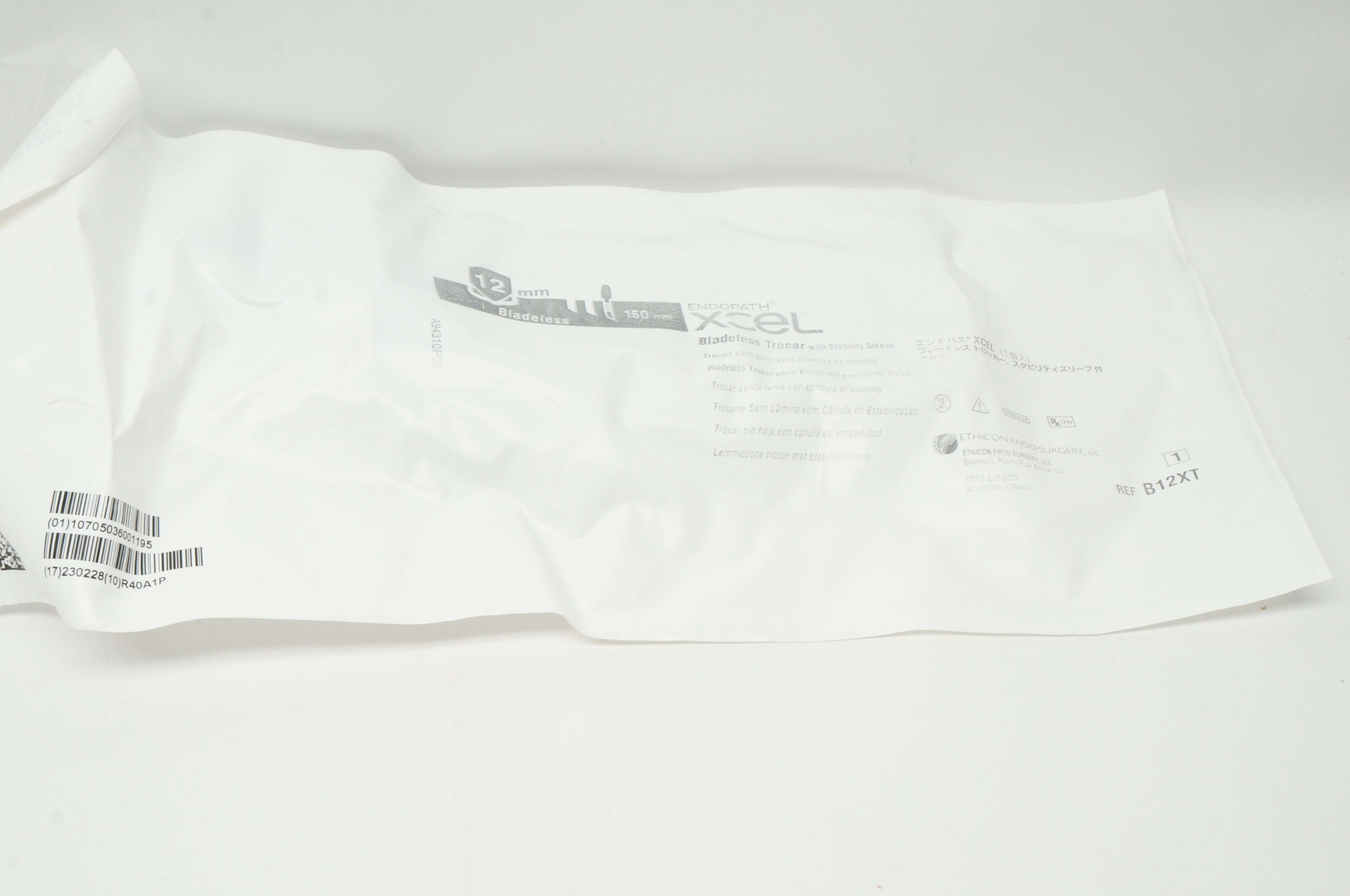 Ethicon B12XT Endopath XCEL Bladeless Trocar W/ Stability Sleeve 12mm x 150mm