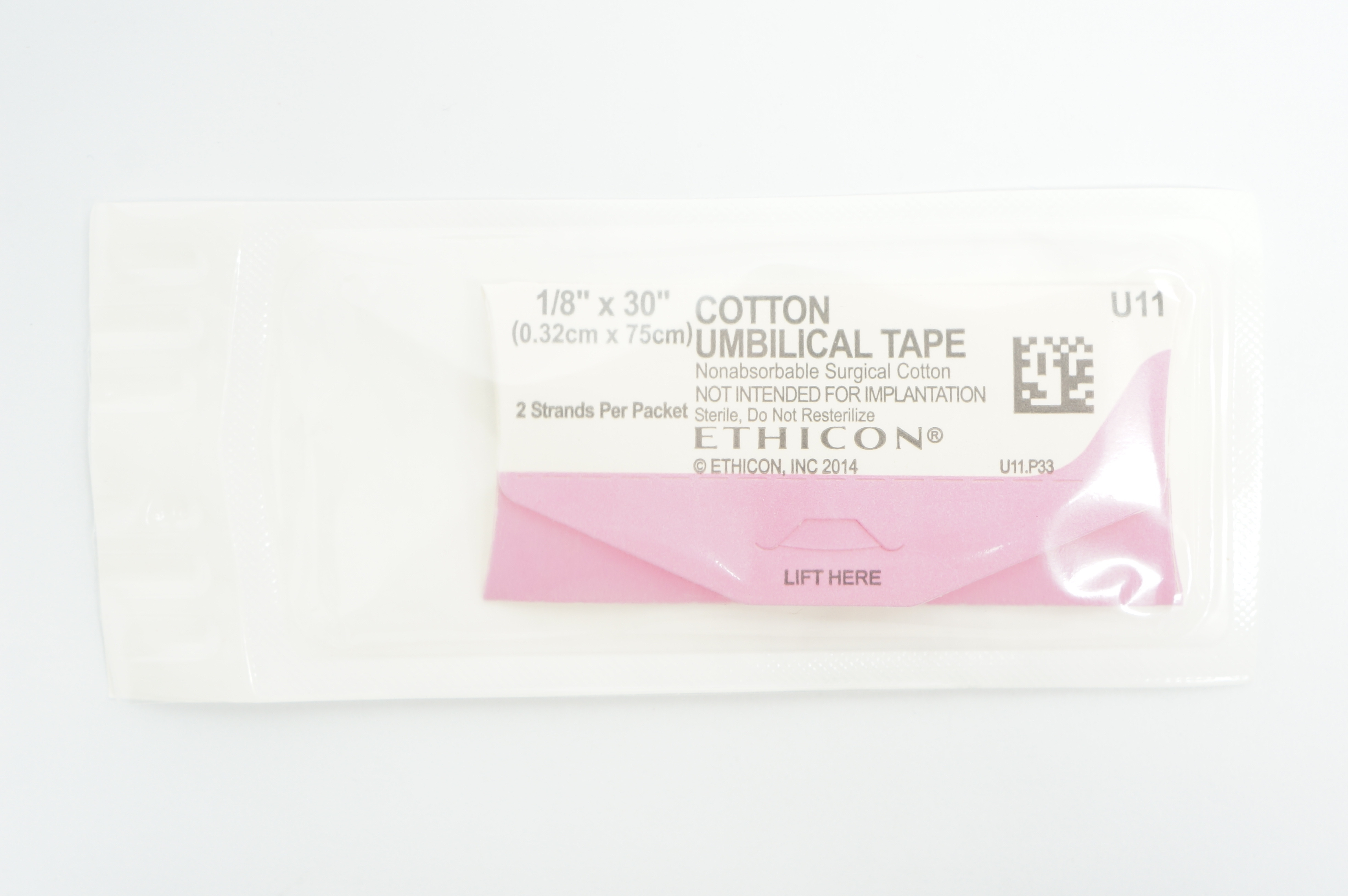Ethicon U11 COTTON UMBILICAL TAPE, 1/8inch x 30inch (x)