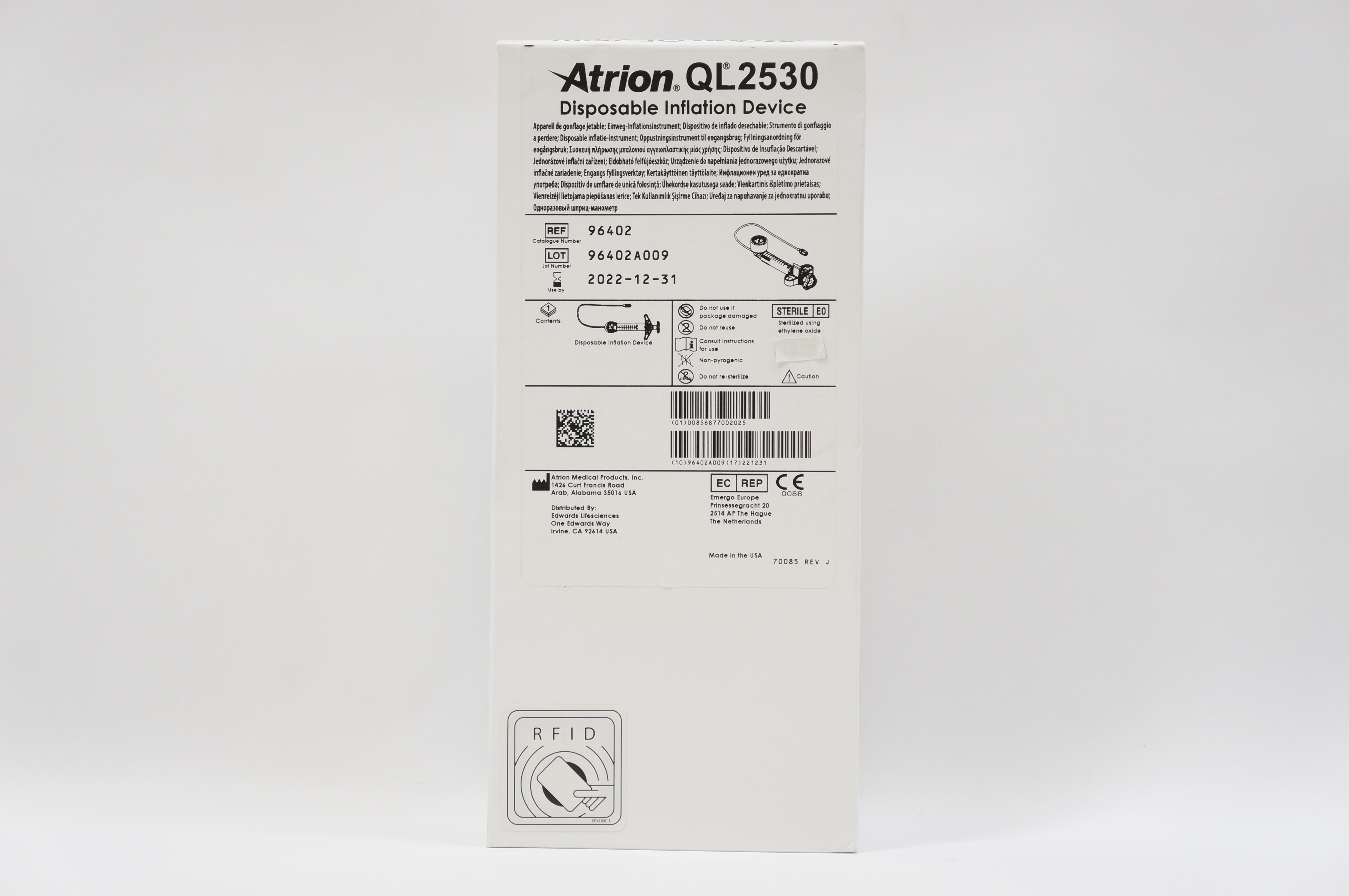 Atrion 96402 QL2530 Disposable Inflation Device