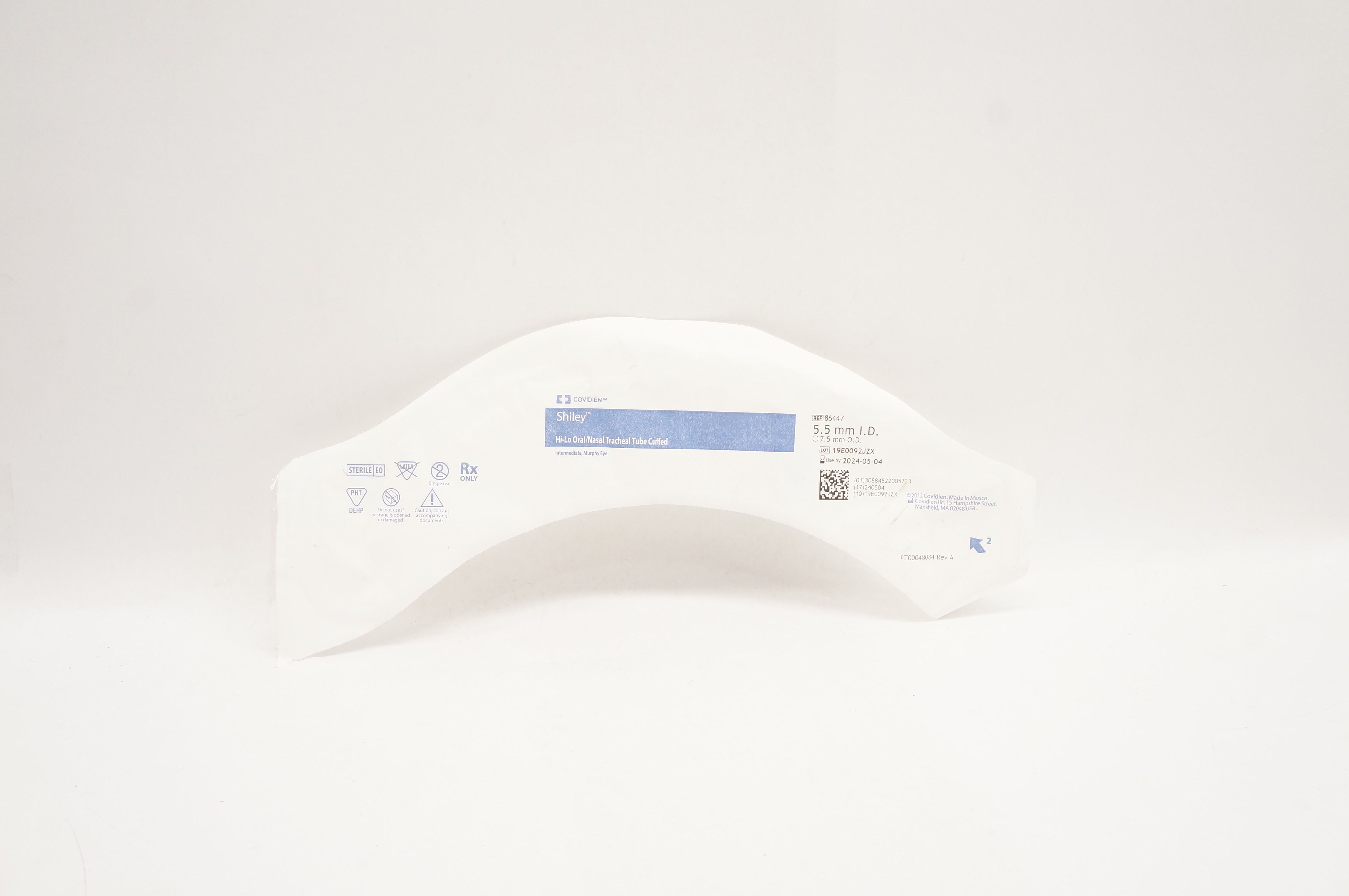 Covidien 86447 Shiley Hi-Lo Oral/Nasal Tracheal Tube Cuffed 5.5mm ID x 7.5mm OD