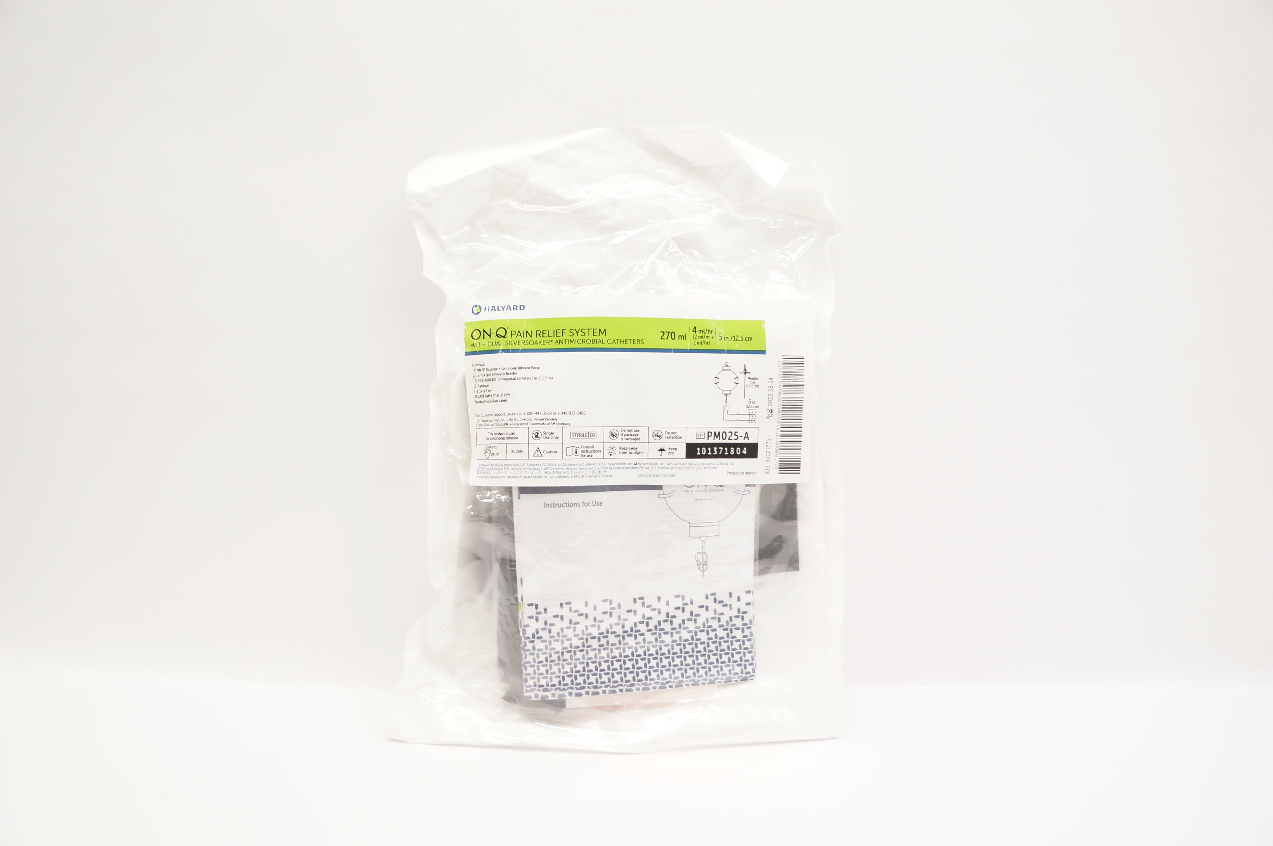 Halyard PM025-A ON-Q Pain Relief System w/Antimicrobial Cath. 270ml x 5 inch(x)