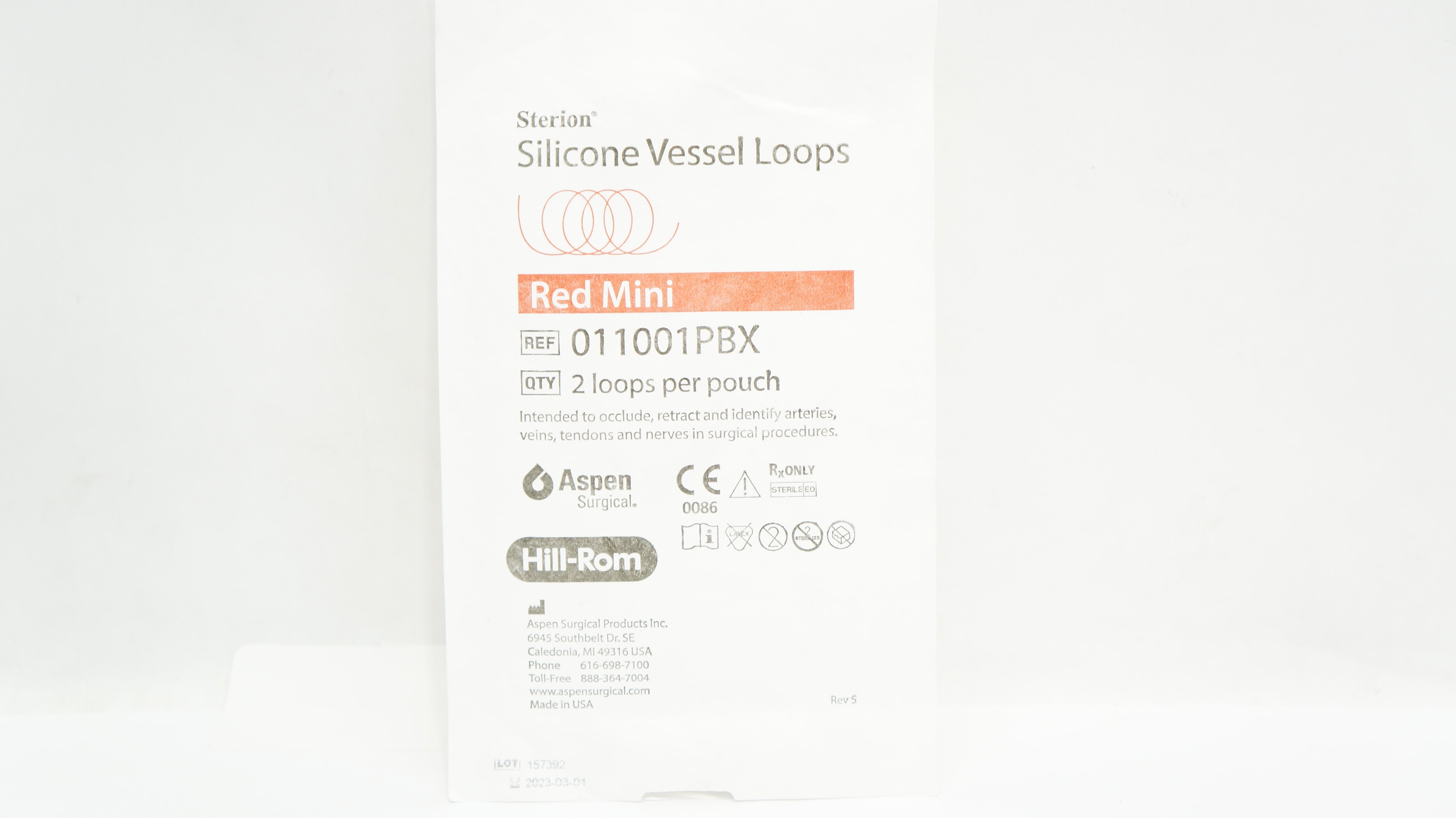 Aspen 011001PBX Red Mini Sterion Silicone Vessel Loops (x) - Pack of 2
