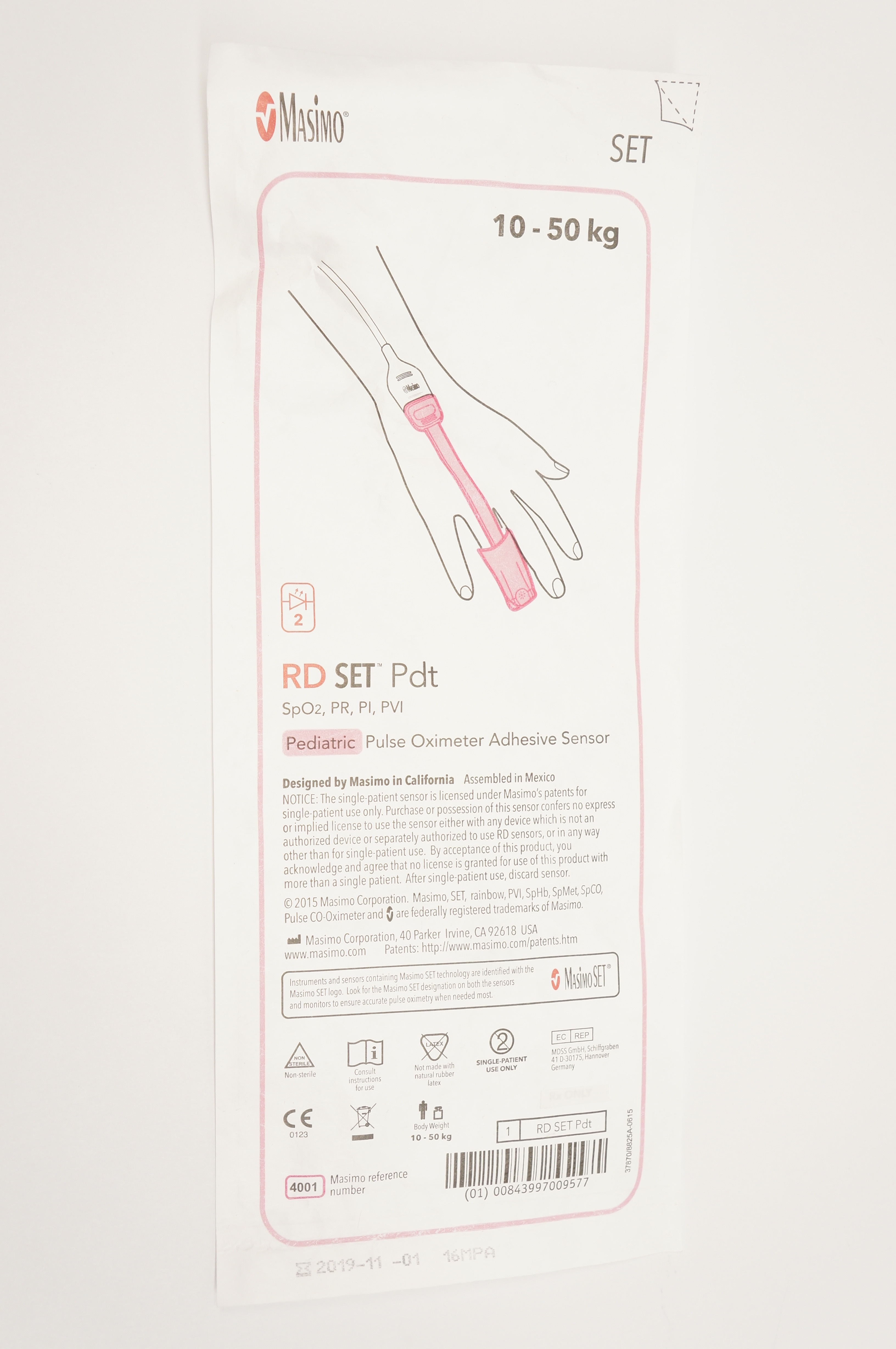 Masimo 4001 RD Set Pdt SpO2,PR,PI,PVI Pediatric Pulse Oximeter 10-50kg (x)