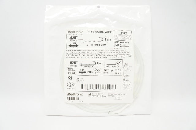 Medtronic 010388 PTFE Guide Wire J Tip Fixed Core 145cm x .025inch x 3mm