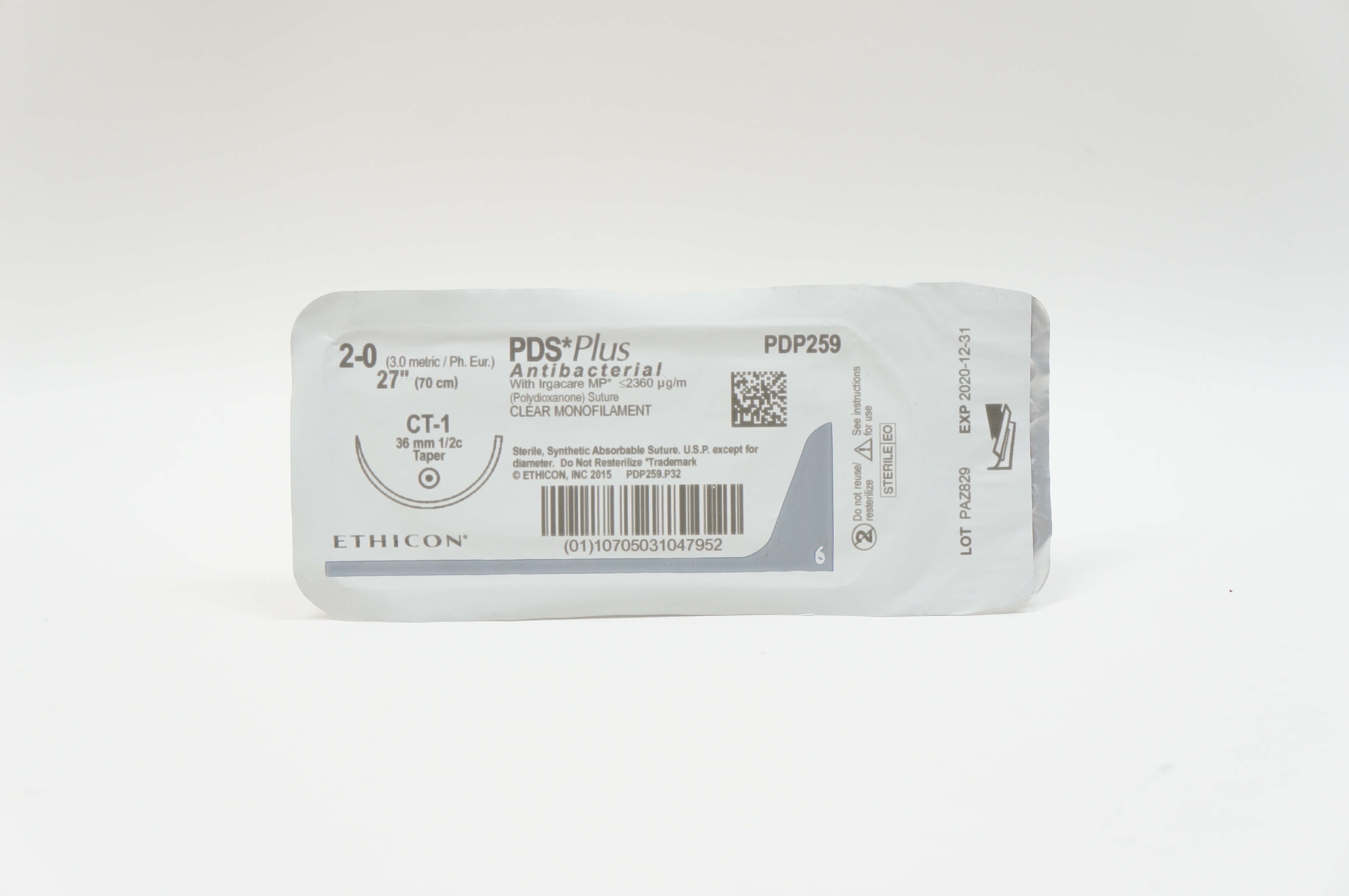 Ethicon PDP259 2-0 PDS Plus, CT-1, 36mm 1/2c Taper, 27inch (x)