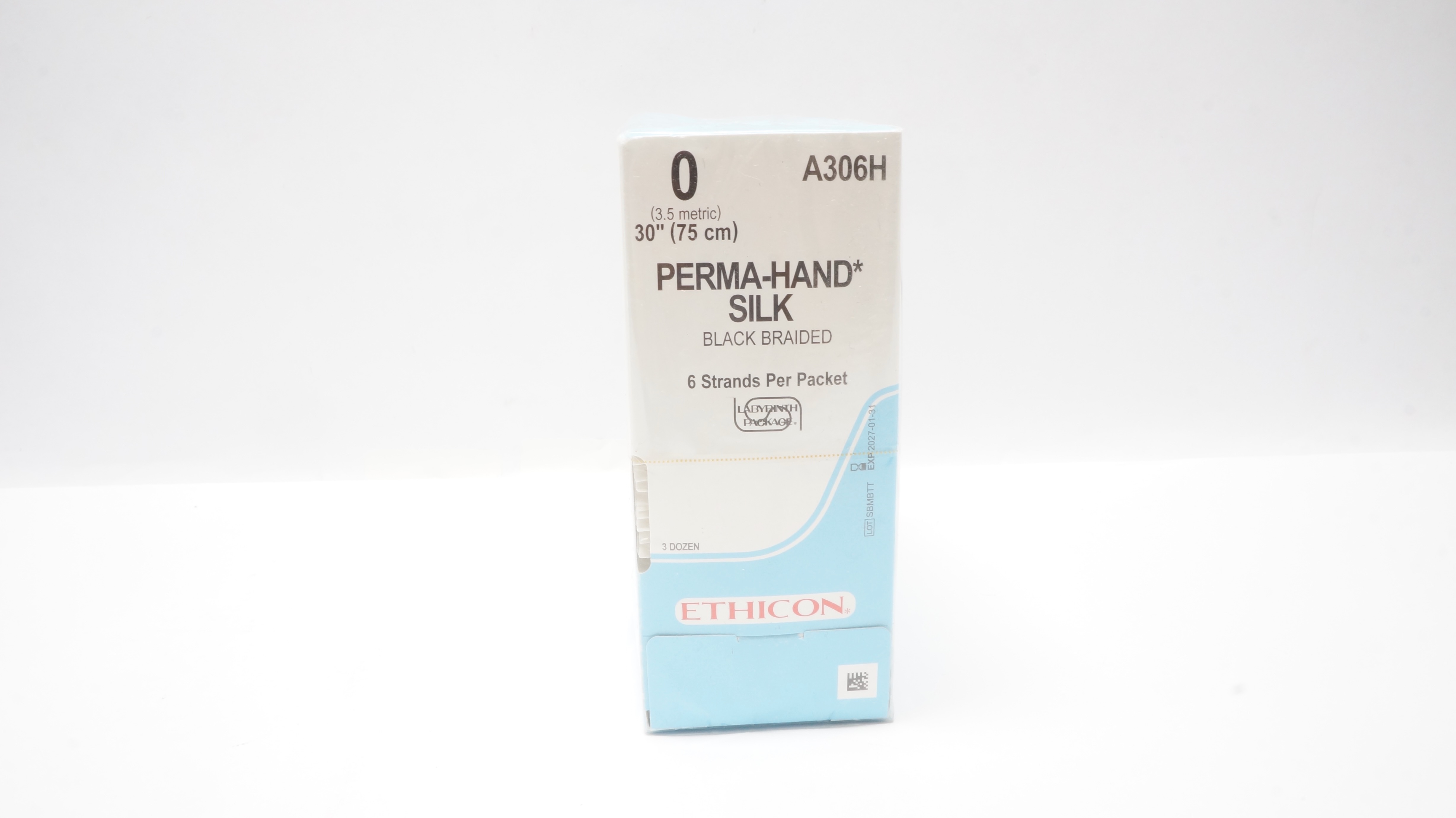 Ethicon A306H 0 SILK, Black Braided, 30inch - Box of 36