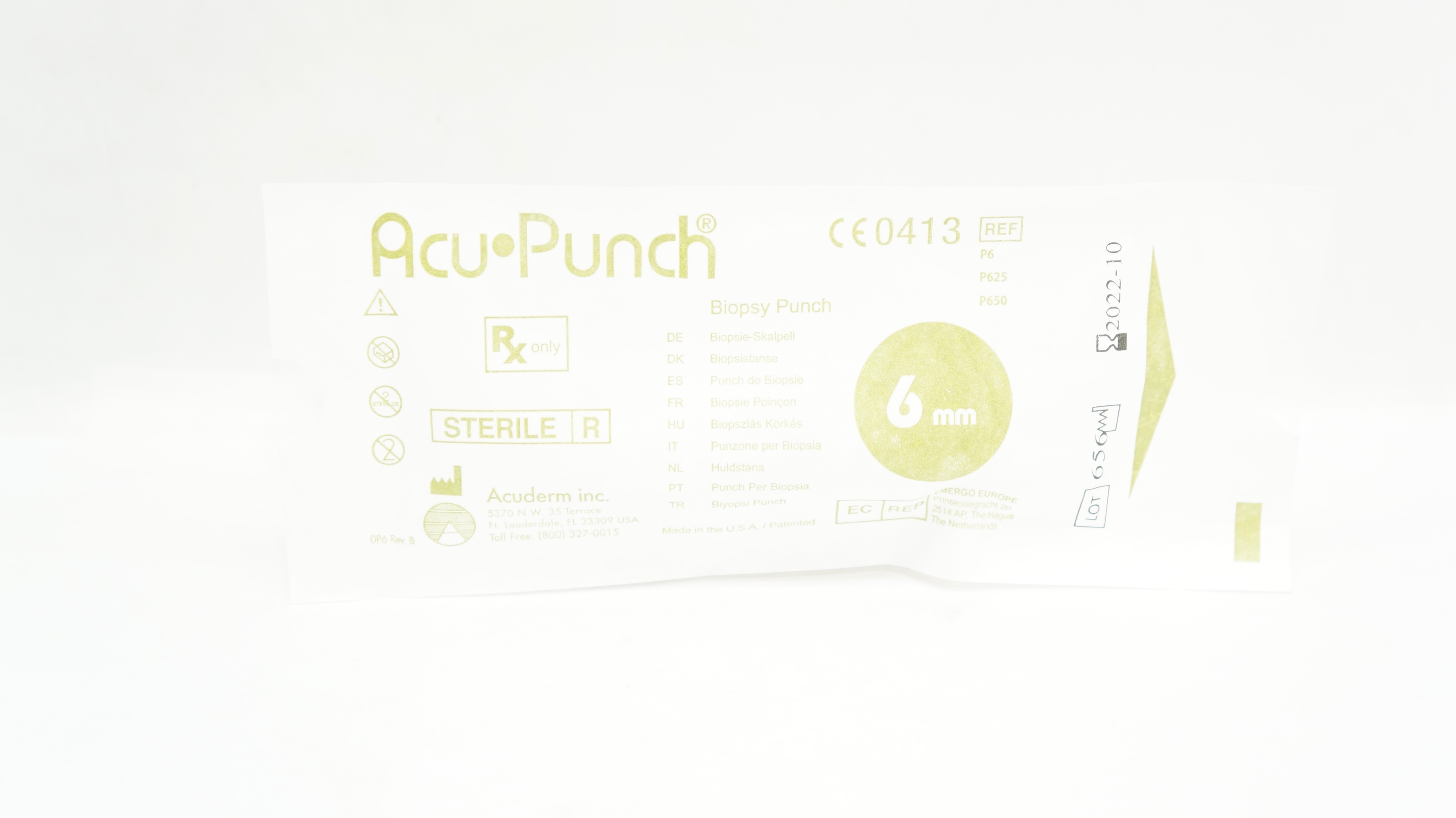 Acuderm P6/P625/P650 Acu Punch Biopsy Punch 6mm (x)