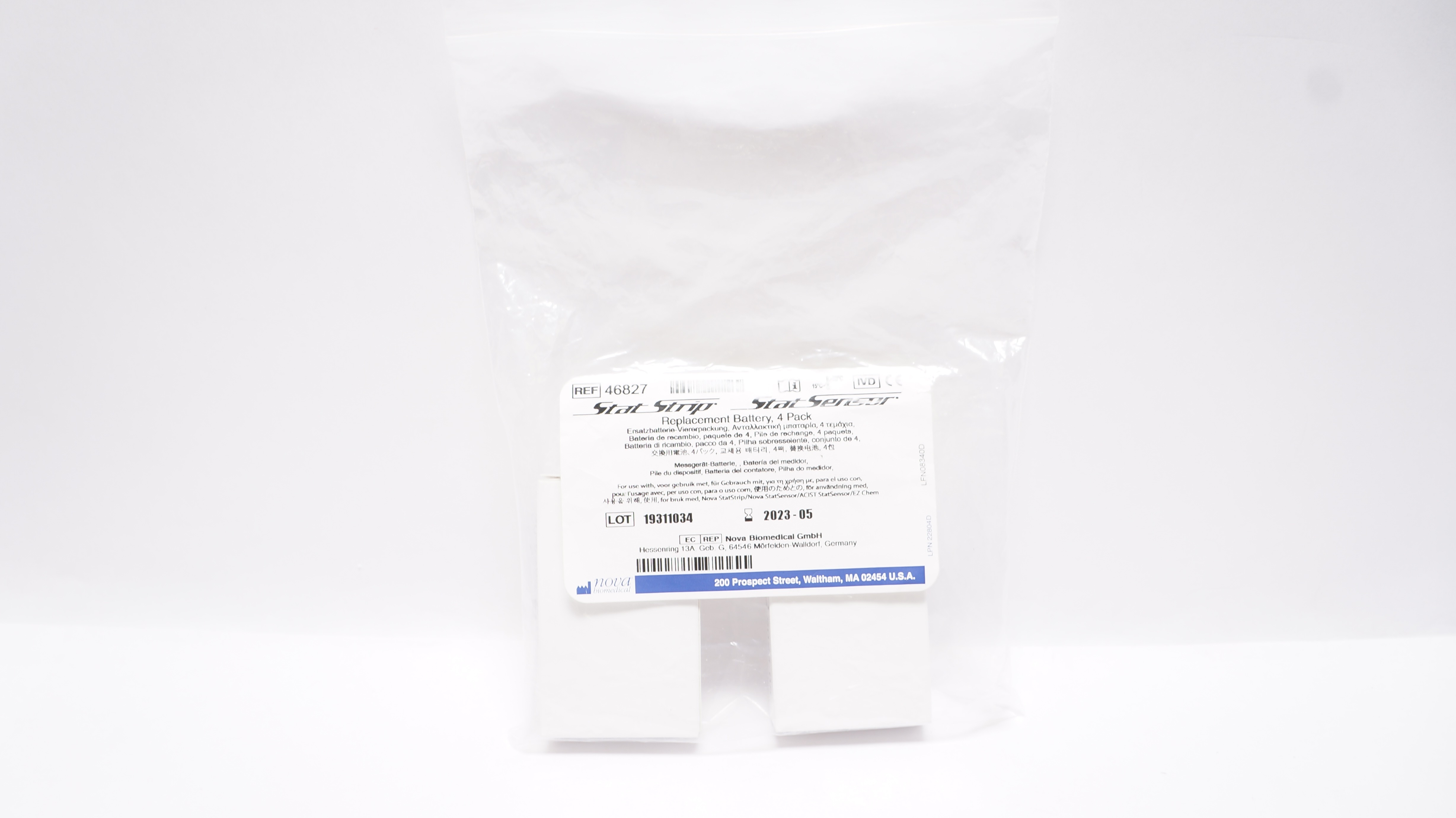 Nova Biomedical 46827 Stat Sensor Replacement Battery- Pack of 2 (x)