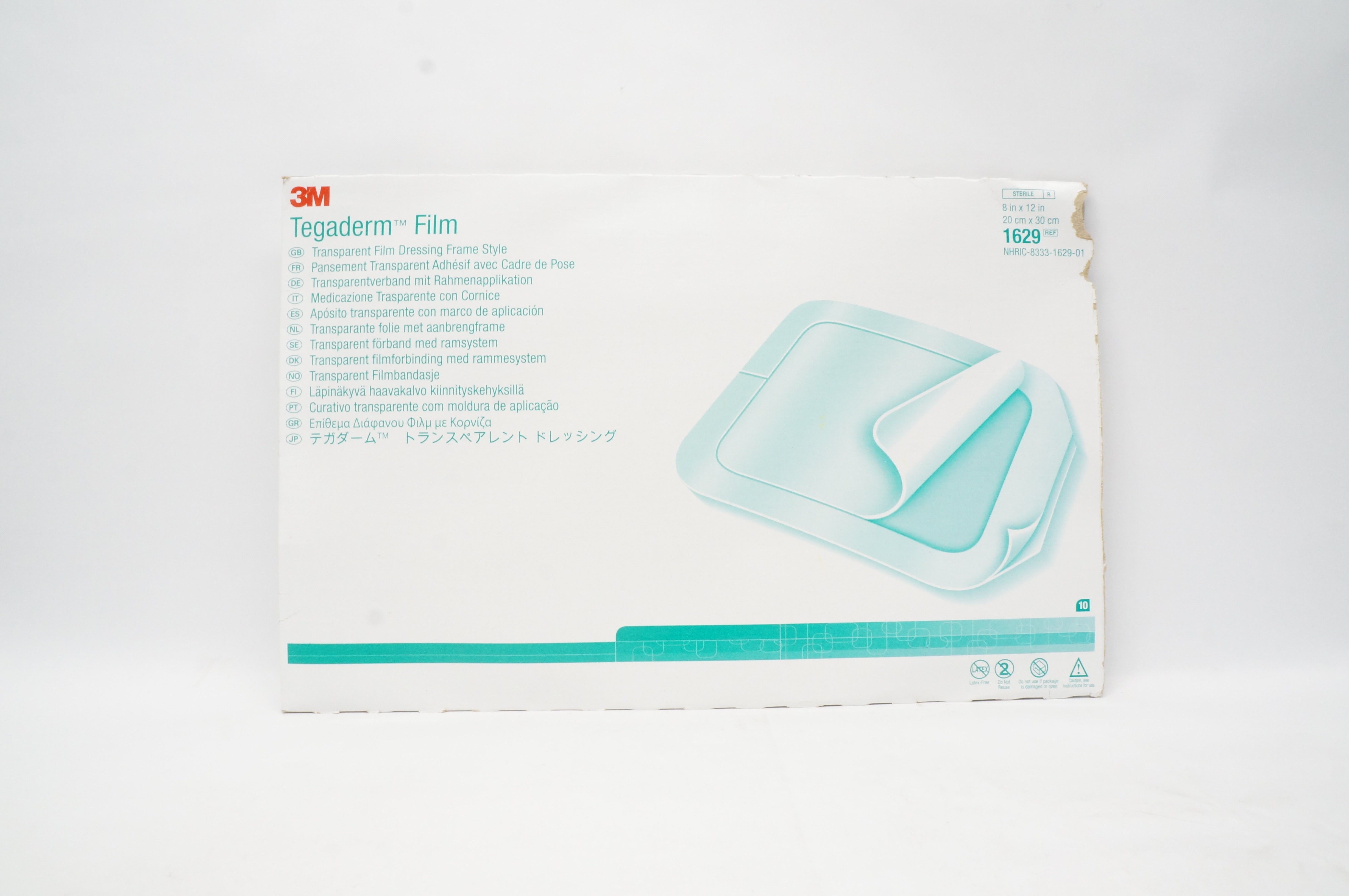 3M 1629 Tegaderm Transparent Film Dressing Frame 8 inch x 12inch (x) - Box of 9