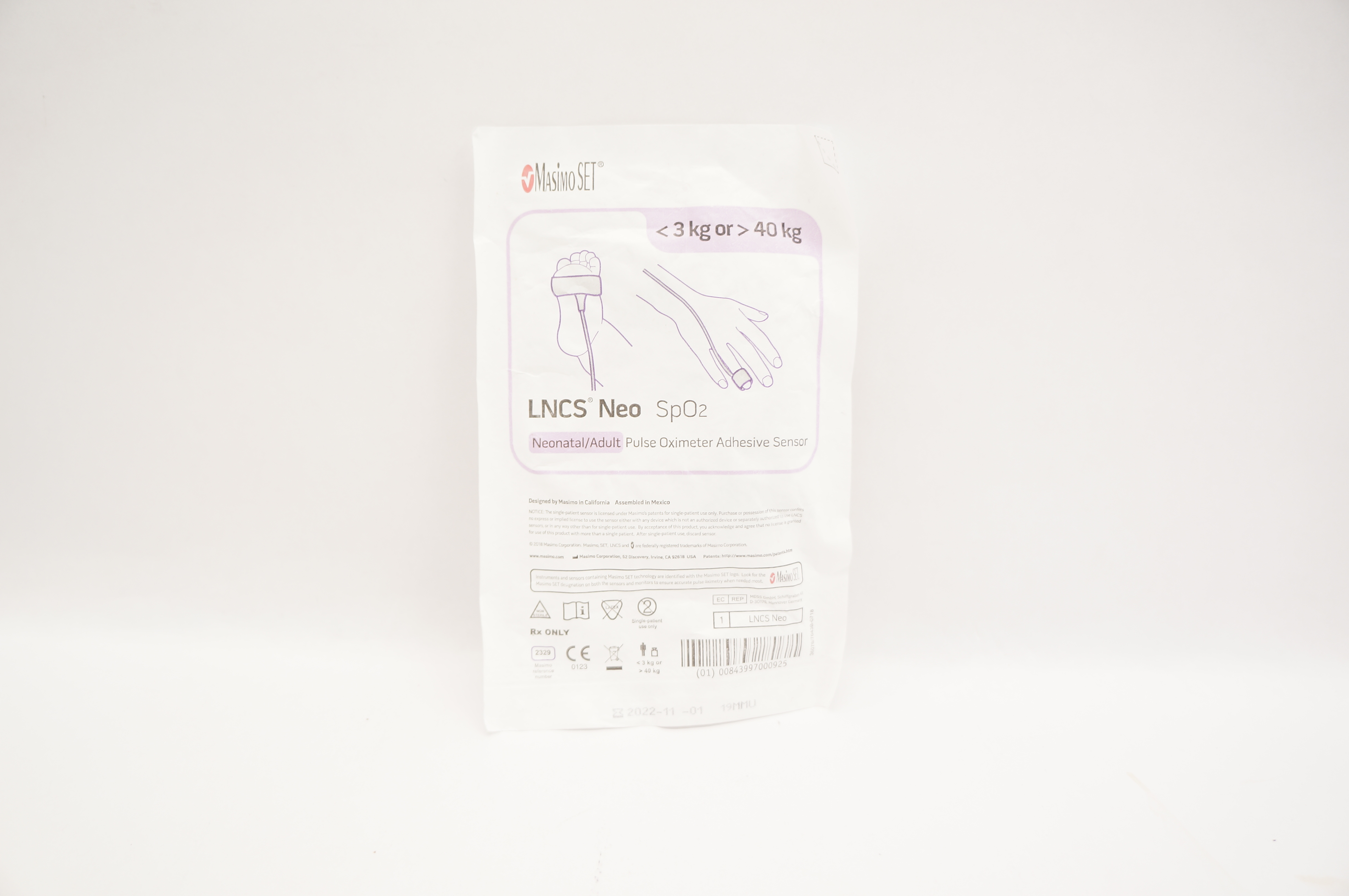 Masimo 2329 LNCS Neonatal/Adult Pulse Oximeter Adhesive Sensor <3kg or>40kg (x)