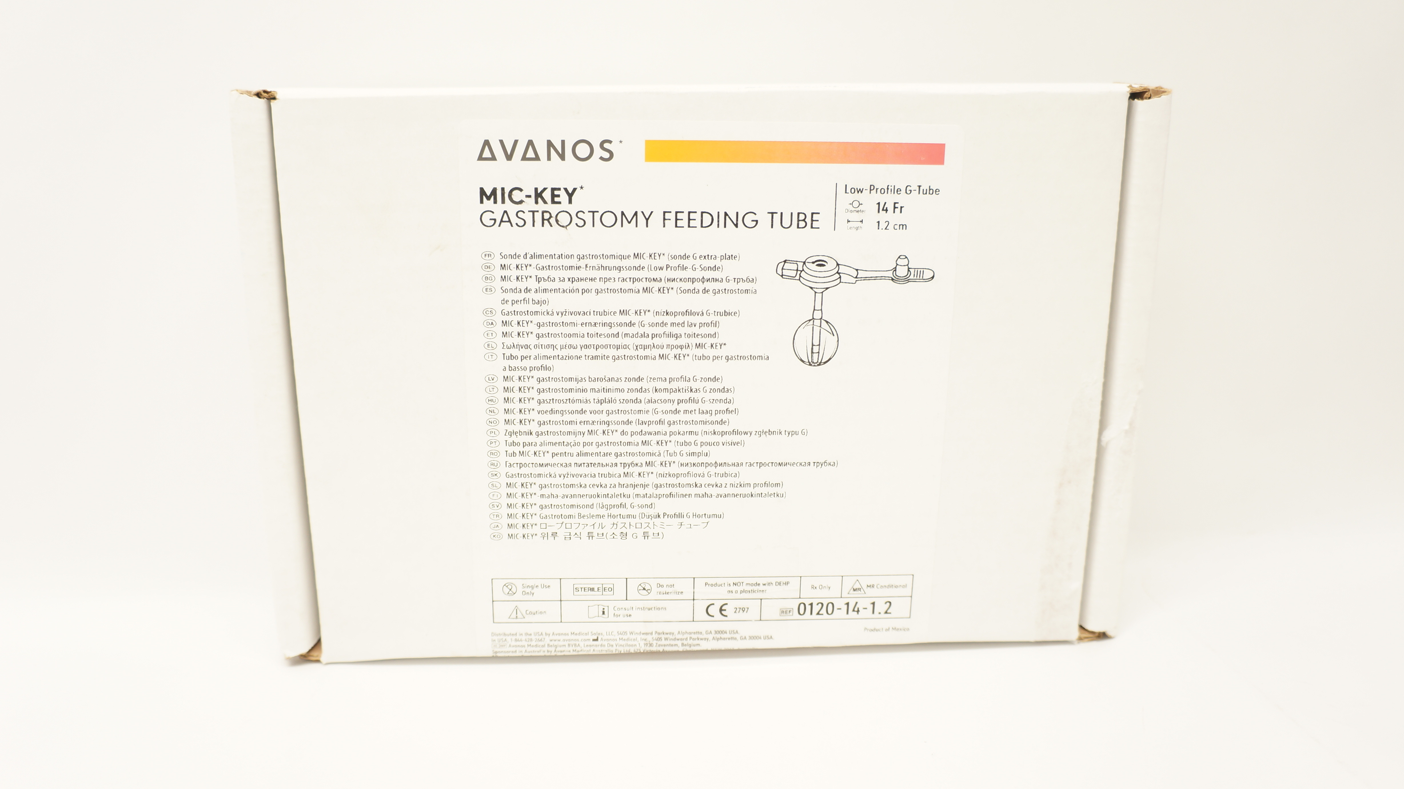 Avanos 0120-14-1.2 MIC-KEY Gastrostomy Feeding Tube 14Fr x 1.2cm (x)