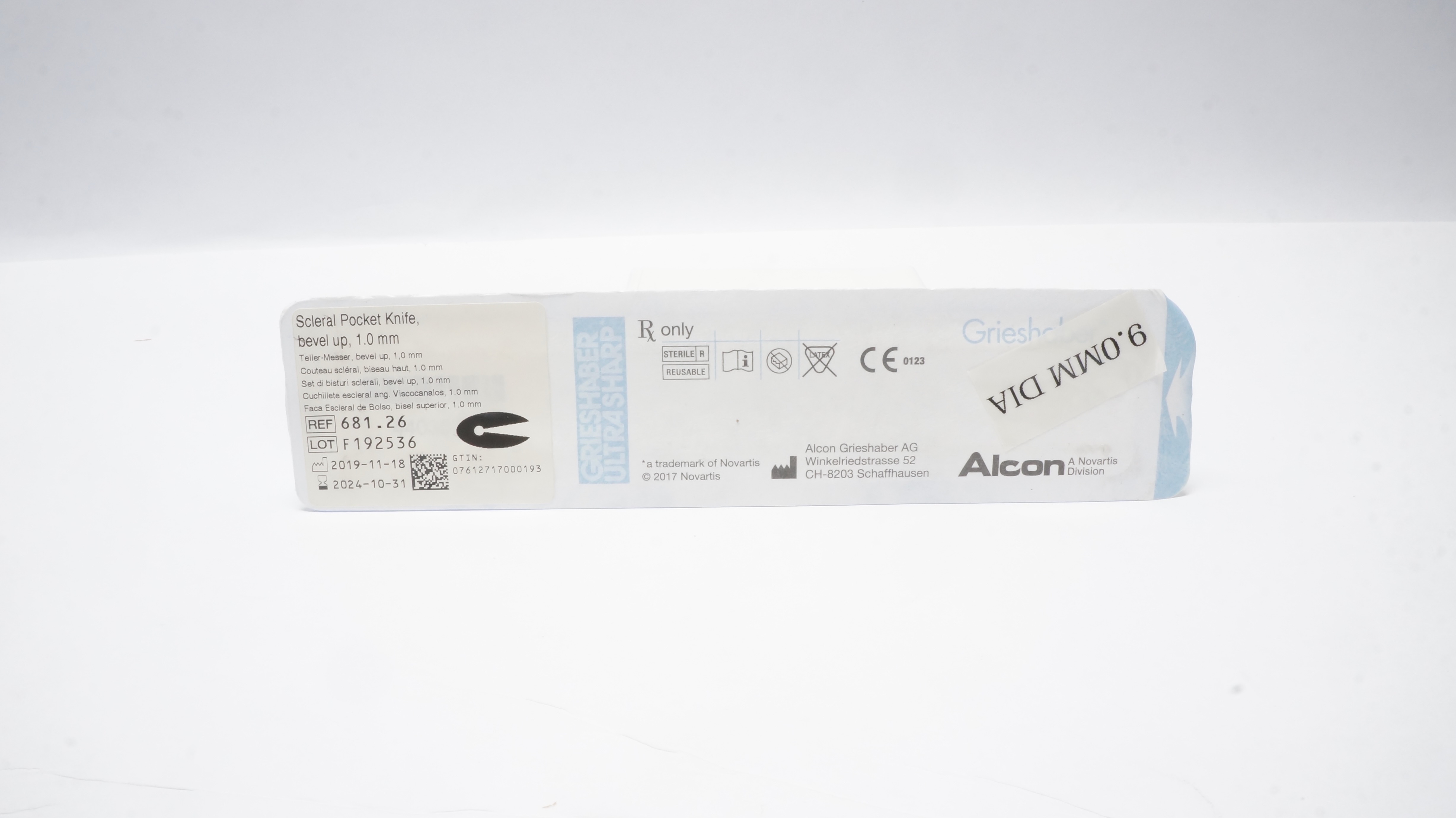 Alcon 681.26 Grieshaber Teller-Messer Scleral Pocket Knife Bevel Up 1.0mm (x)