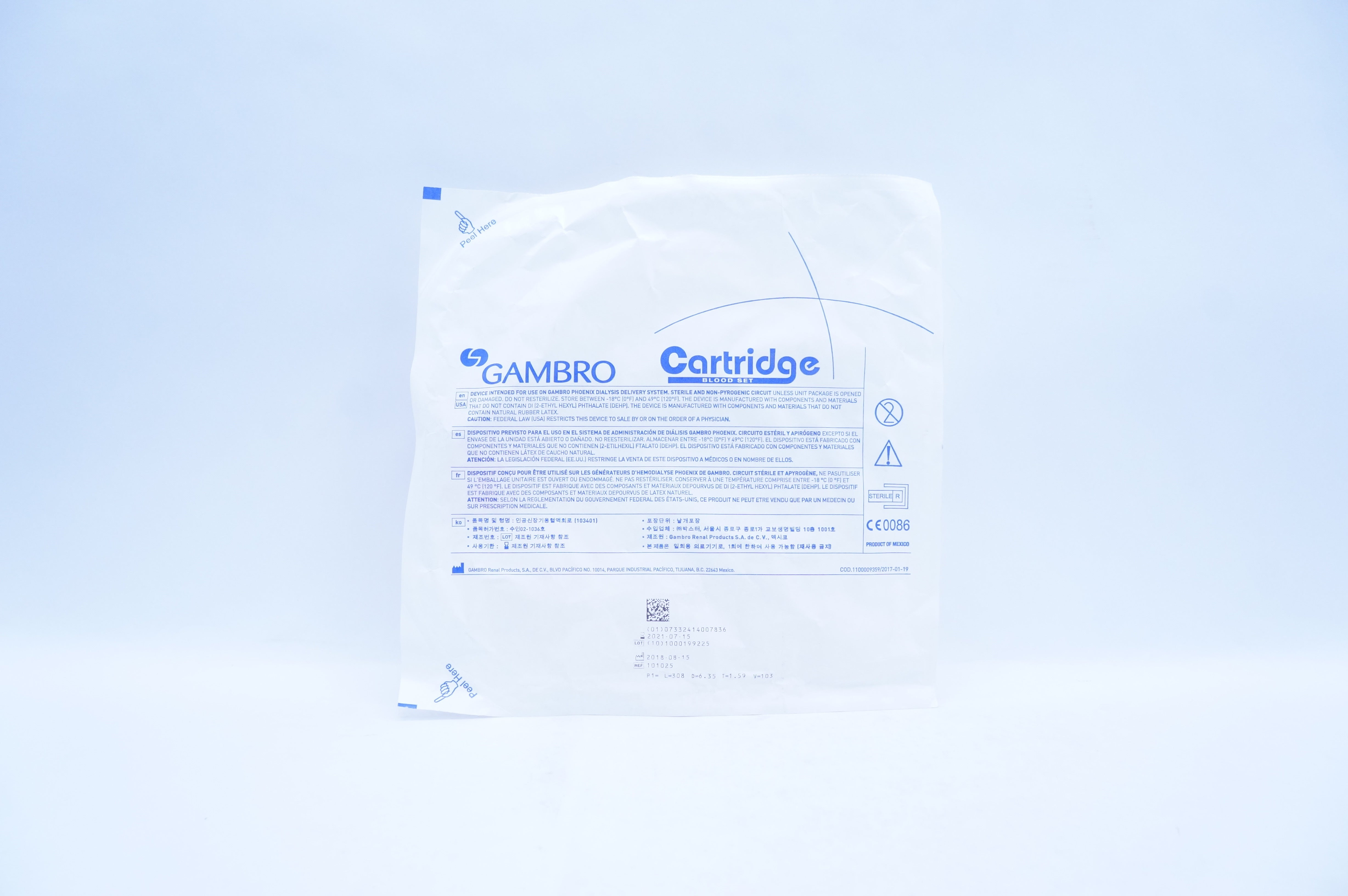 Gambro 101025 Cartridge Blood Set