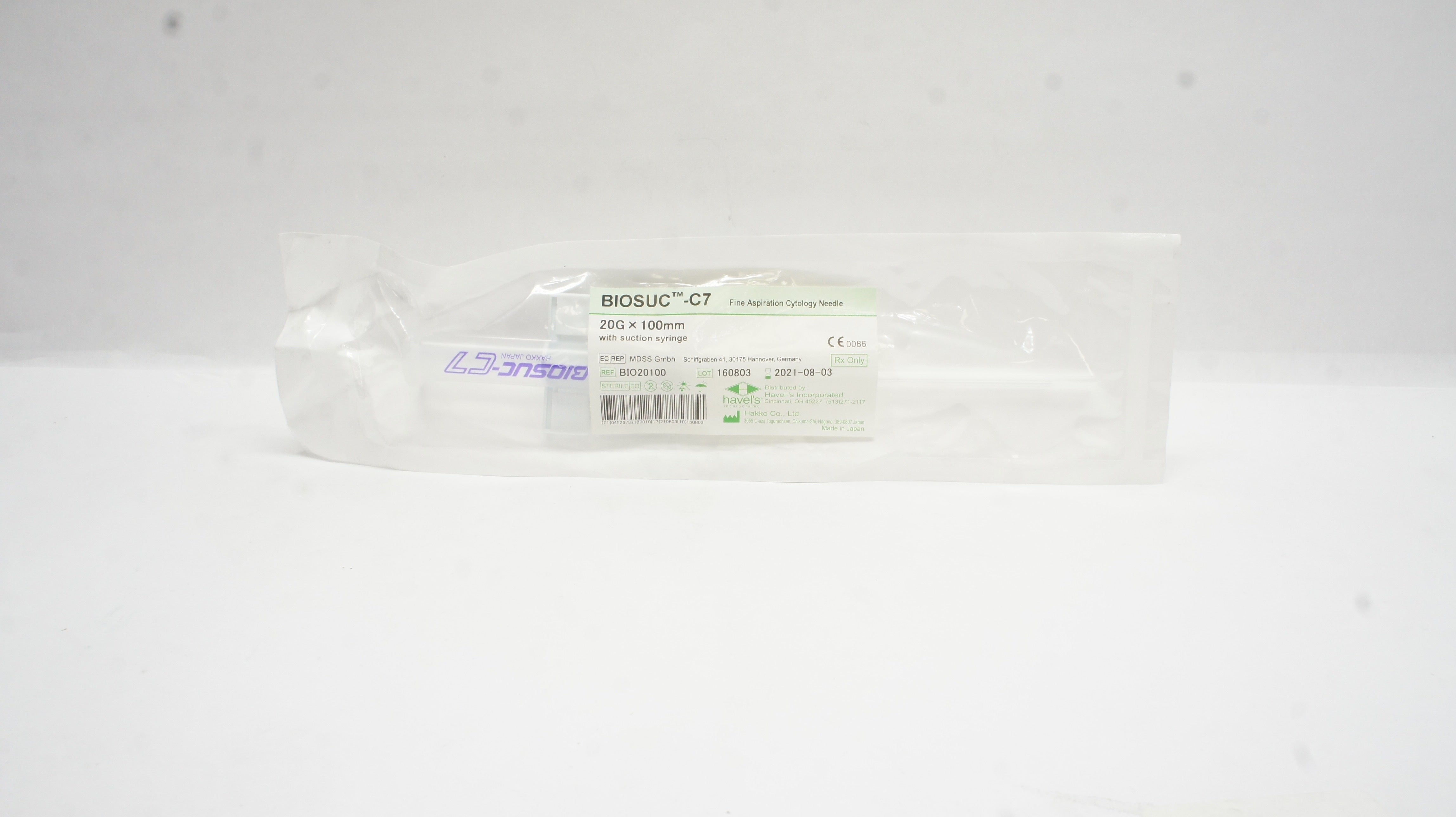 Havels BIO20100 BIOSUC-C7 Fine Aspiration Cytology Ndle. 20G x 100mm (x)