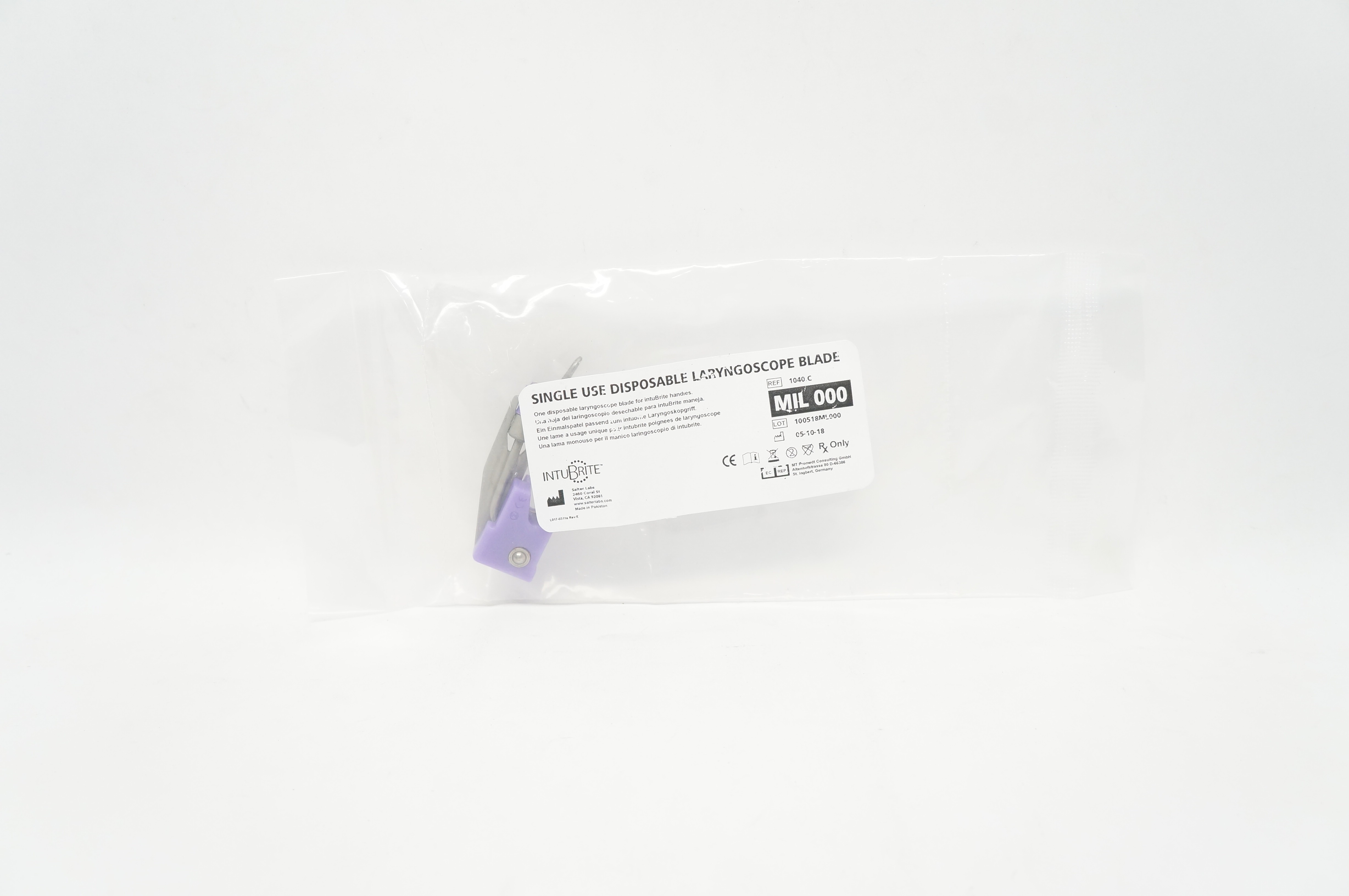 Salter Labs 1040.C Intubrite Single Use Disposable Laryngoscope Blade Mil 000