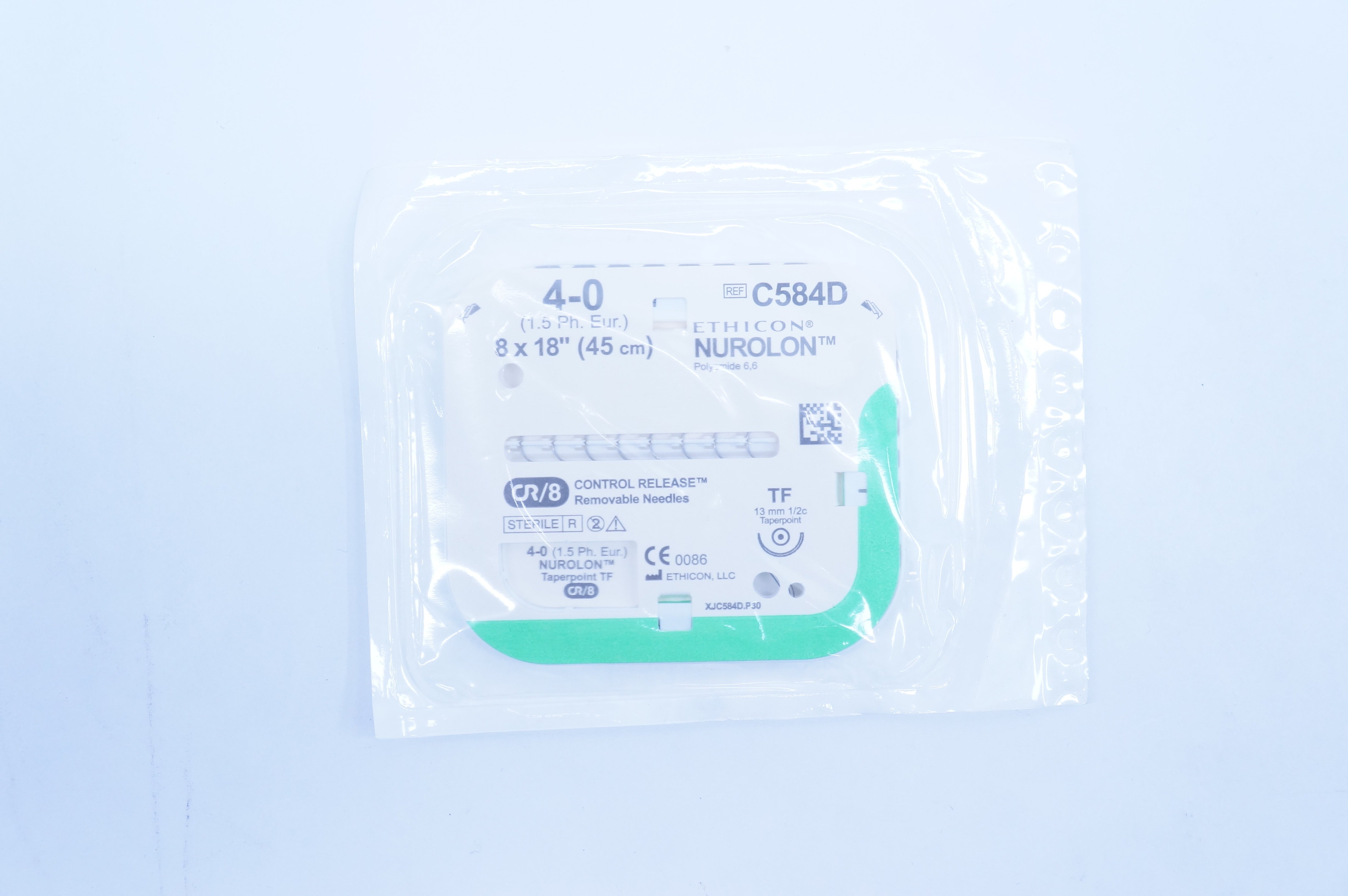 Ethicon C584D 4-0 Nurolon TF 13mm 1/2c Taperpoint CR/8 8 x 18 inch