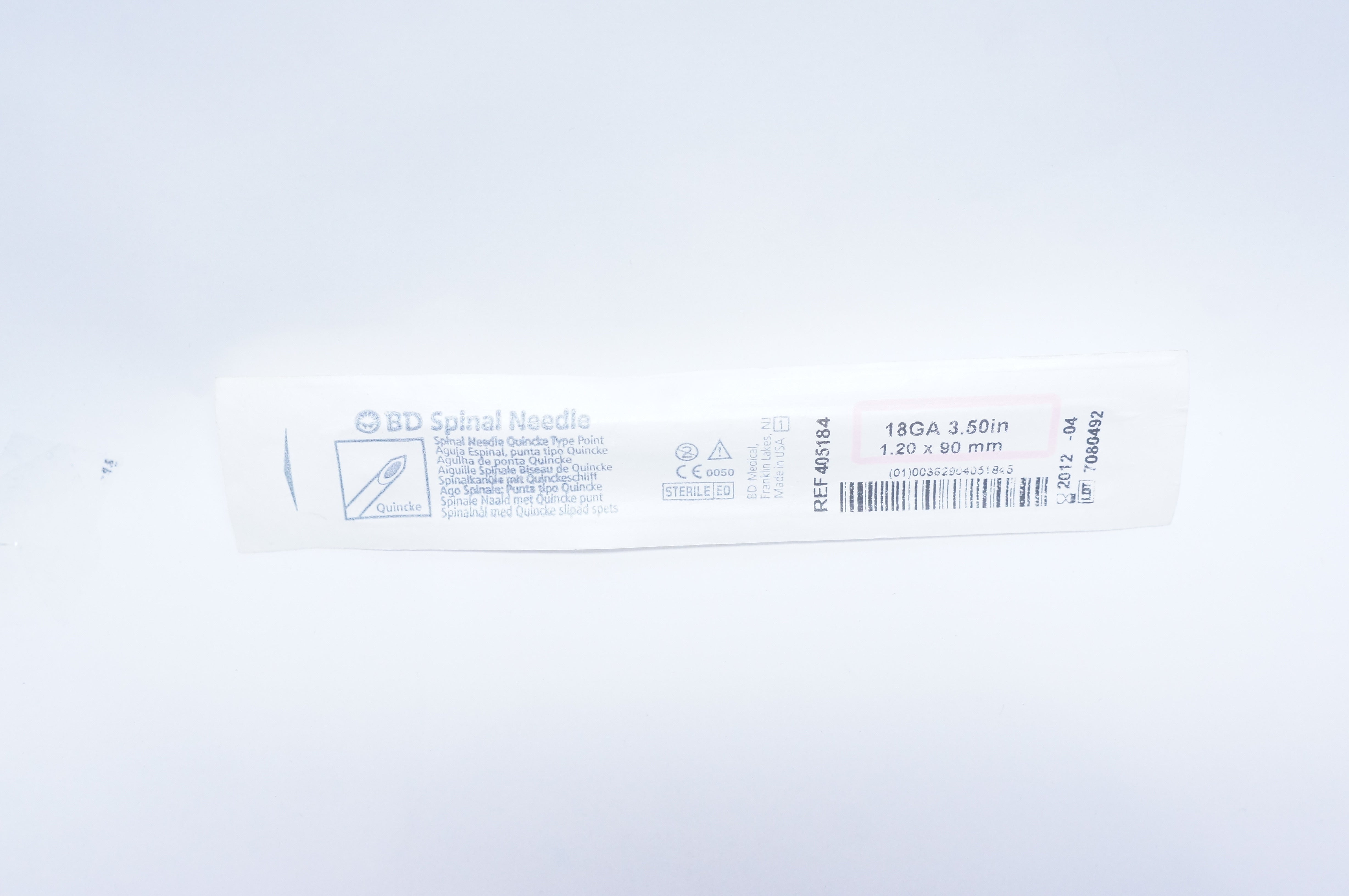 BD 405184 Quincke Spinal Ndle, 18G x 3 1/2inch (x)