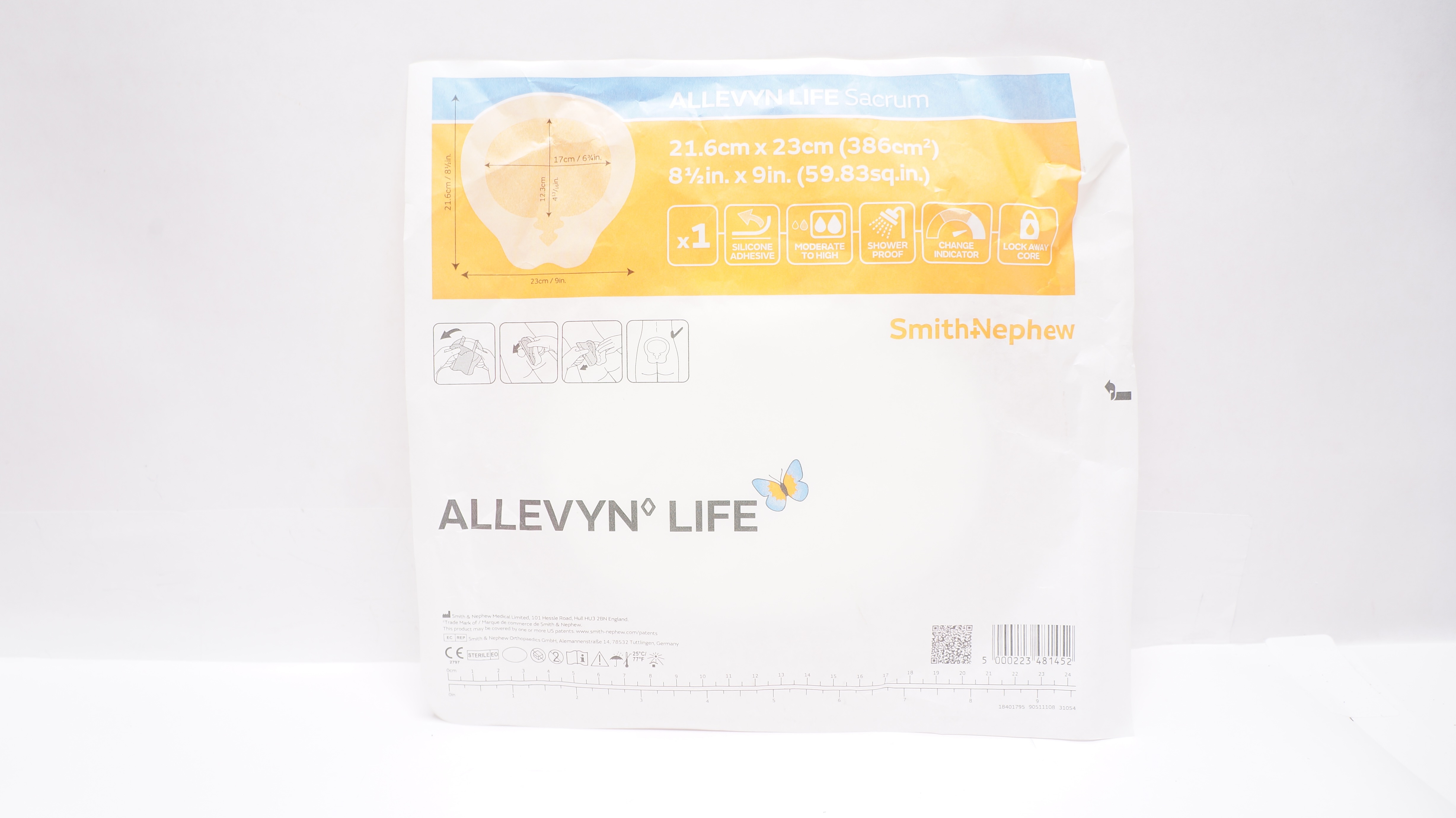 Smith&Nephew 66801307 Allevyn Life Sacrum Dressing 8-1/2inch x 9inch