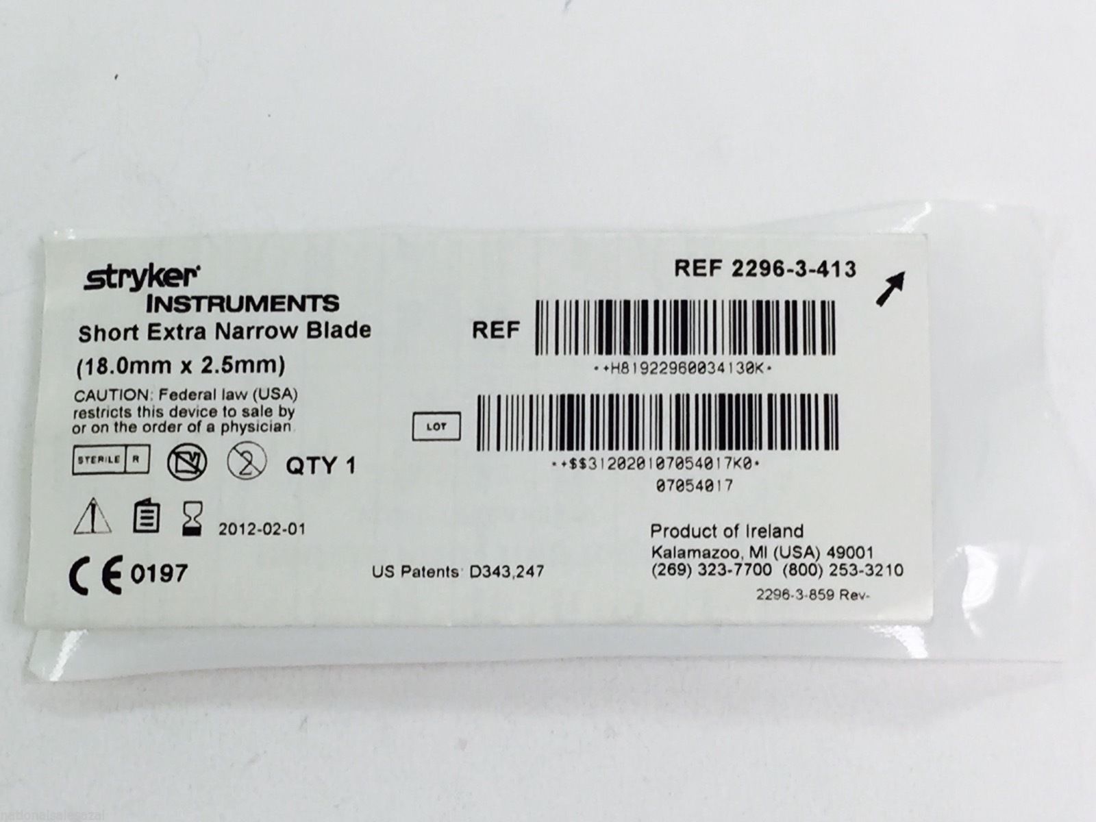 2296-3-413 ~ Stryker Long Narrow Blade 18.0mm x 2.5mm (x)