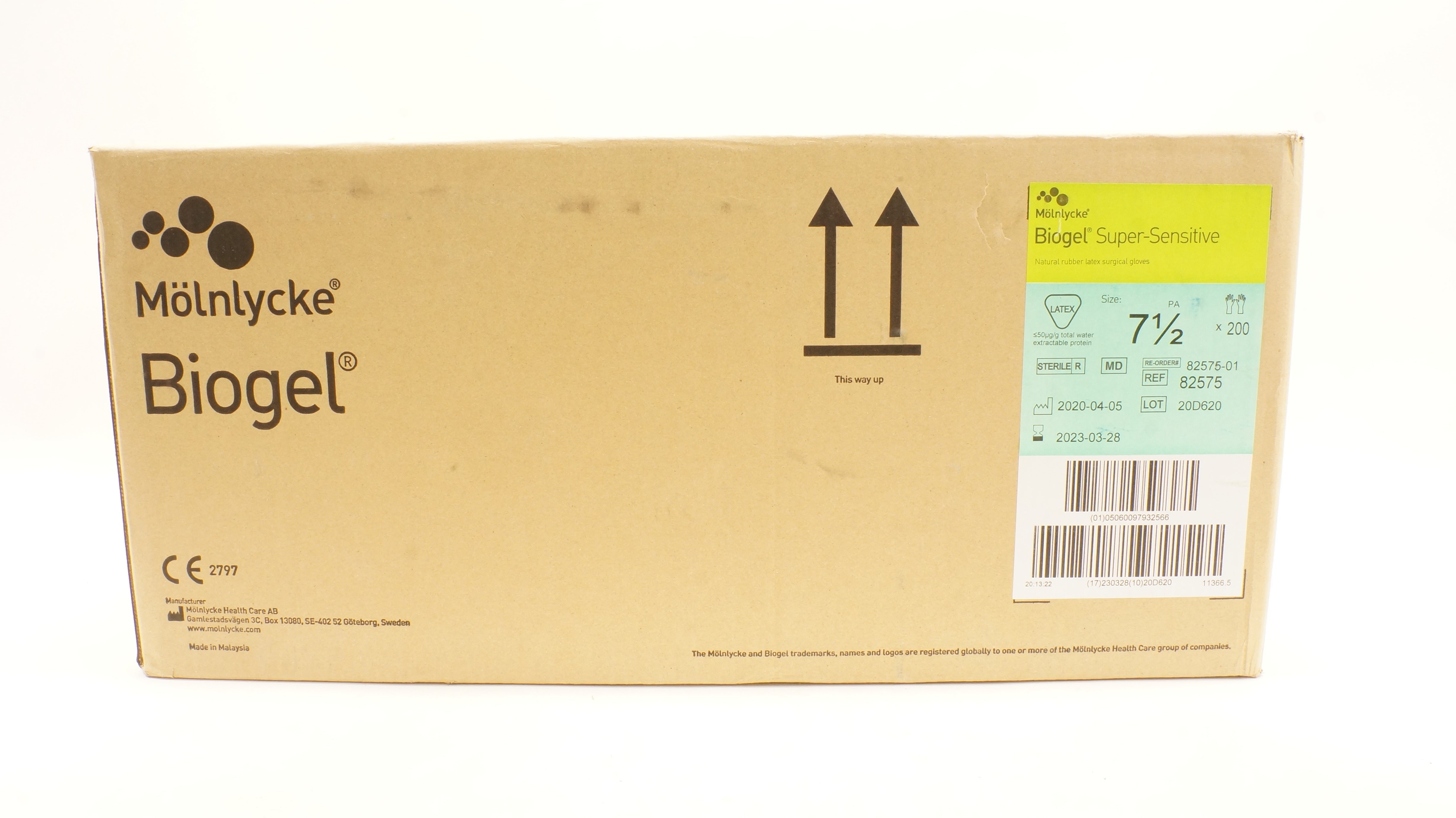 Molnlycke Healthcare 82575 Biogel Surgical Gloves 7-1/2 - Case of 200