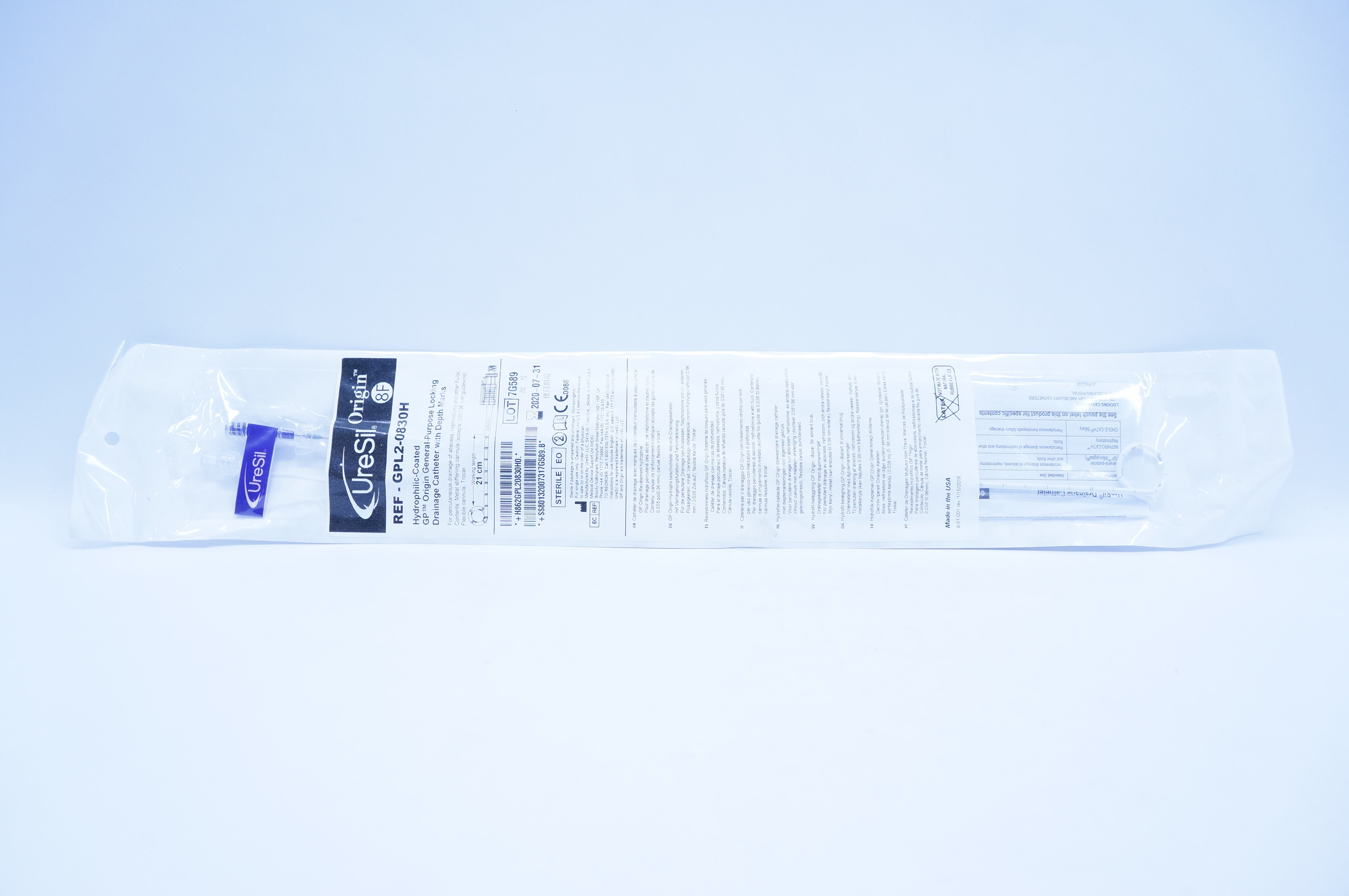 UreSil GPL2-0830H Hydrophilic-Coated Locking Drainage Cath. 21cm. (x)